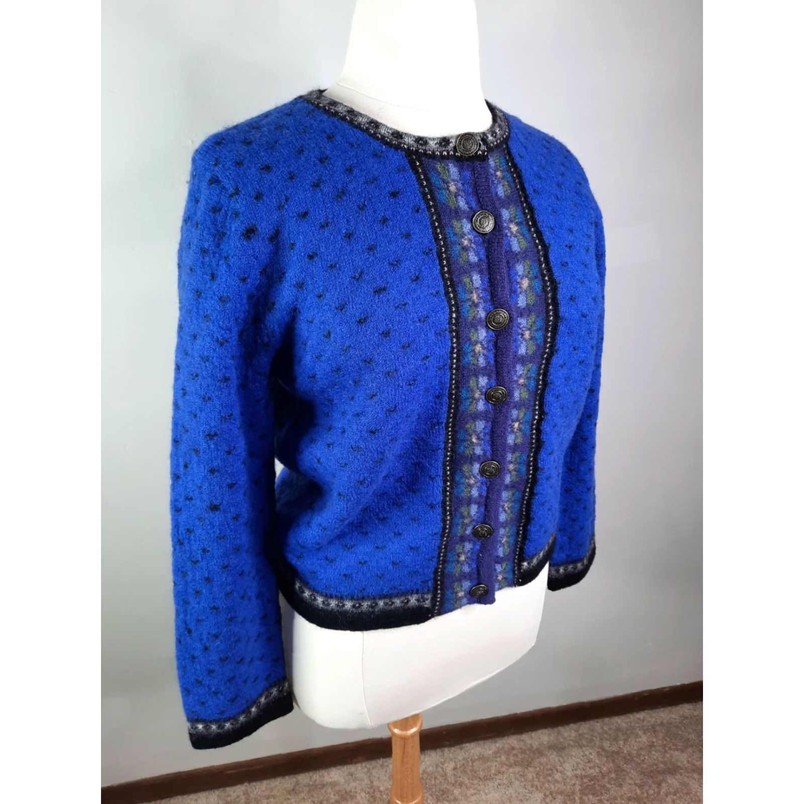 Vintage VINTAGE E ally-iho Cardigan Sweater Wool Button Up Women's L Blue 100% Wool Pollak S2 Size L / US 10 / IT 46 - 7 Thumbnail