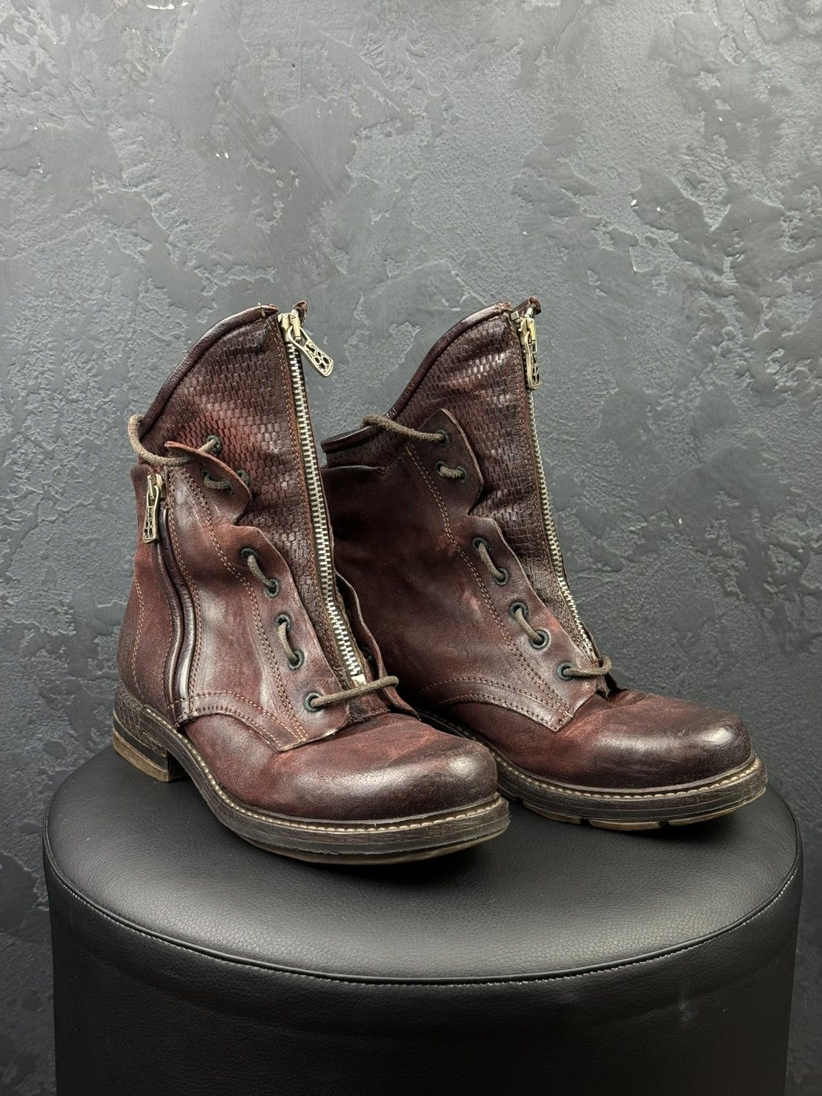A.S.98 Women's A.S.98. Airstep Brown Leather Biker Zip Ankle Boots Size US 6 / IT 36 - 6 Thumbnail