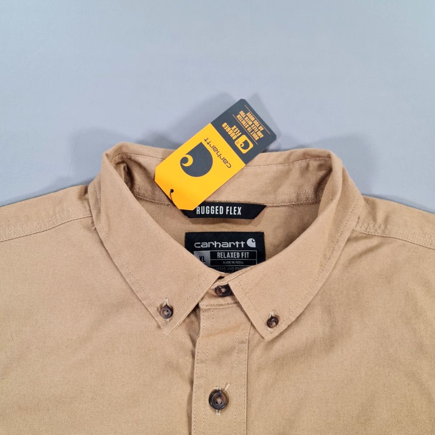 Carhartt Carhartt Shirt XL Brown Midweight Canvas Rugged Flex Relaxed Fit Workwear Mens Size US XL / EU 56 / 4 - 2 Thumbnail