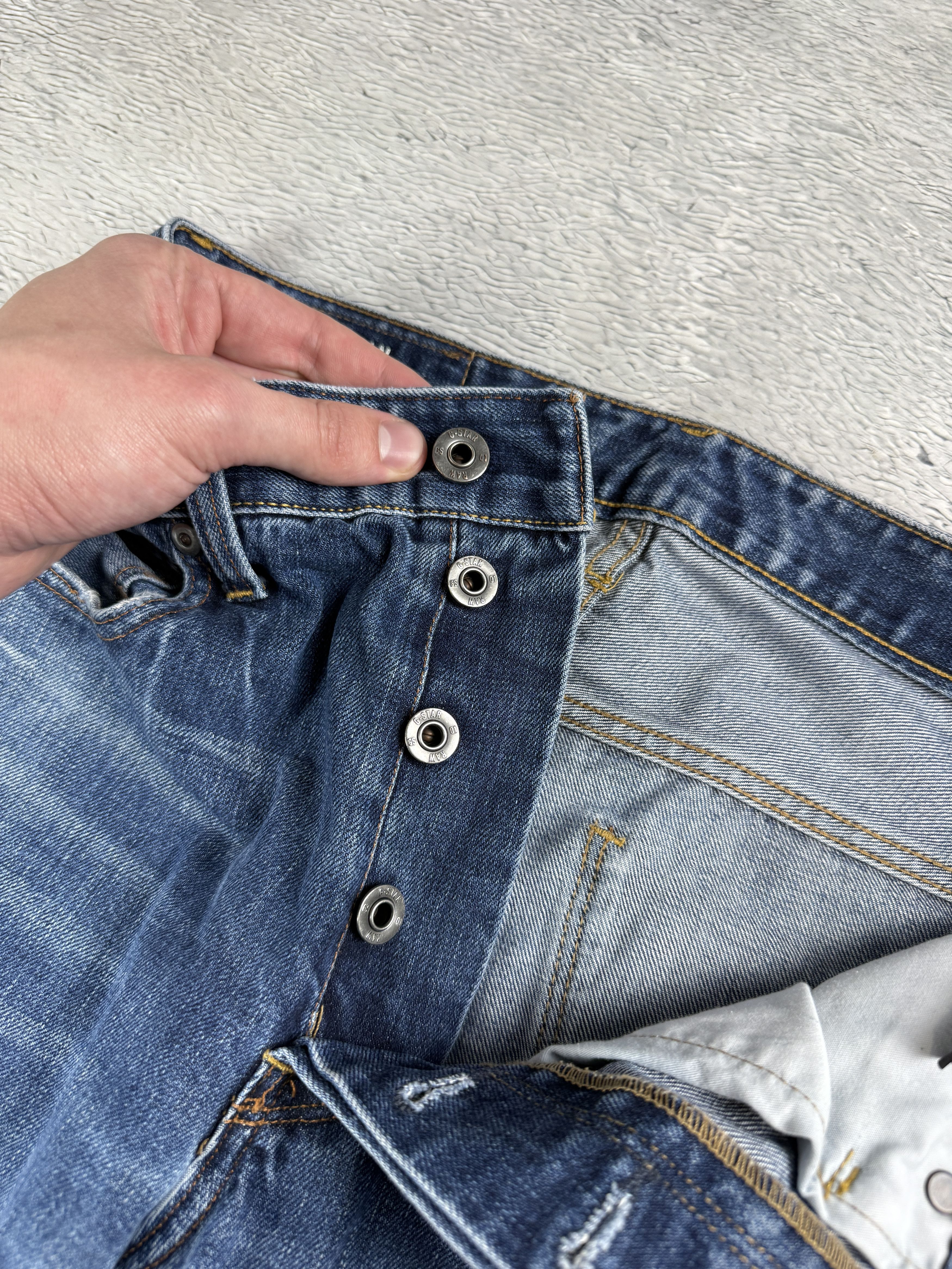 G-Star G-Star Raw Denim Jeans Stean Tapered Blue Distressed Denim Size US 32 / EU 48 - 14 Thumbnail