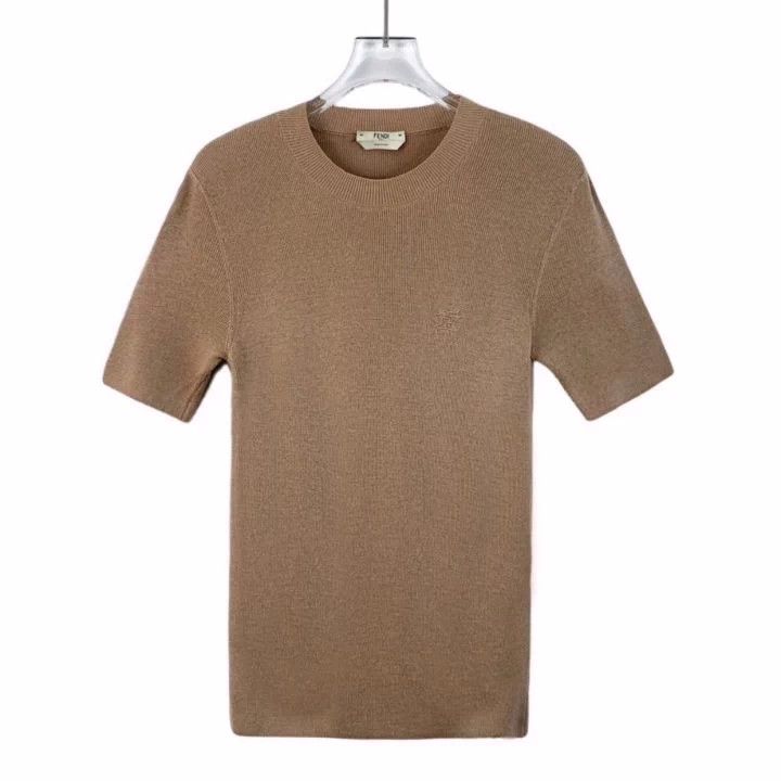 Fendi Fendi Brown Logo Embroidered Wool Knit Top Size US M / EU 48-50 / 2 - 1 Thumbnail