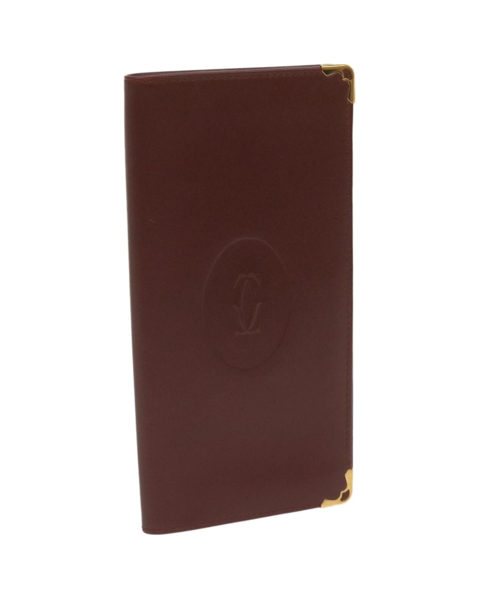 image of Cartier Elegant Burgundy Leather Wallet With Impeccable Finishes, Women's