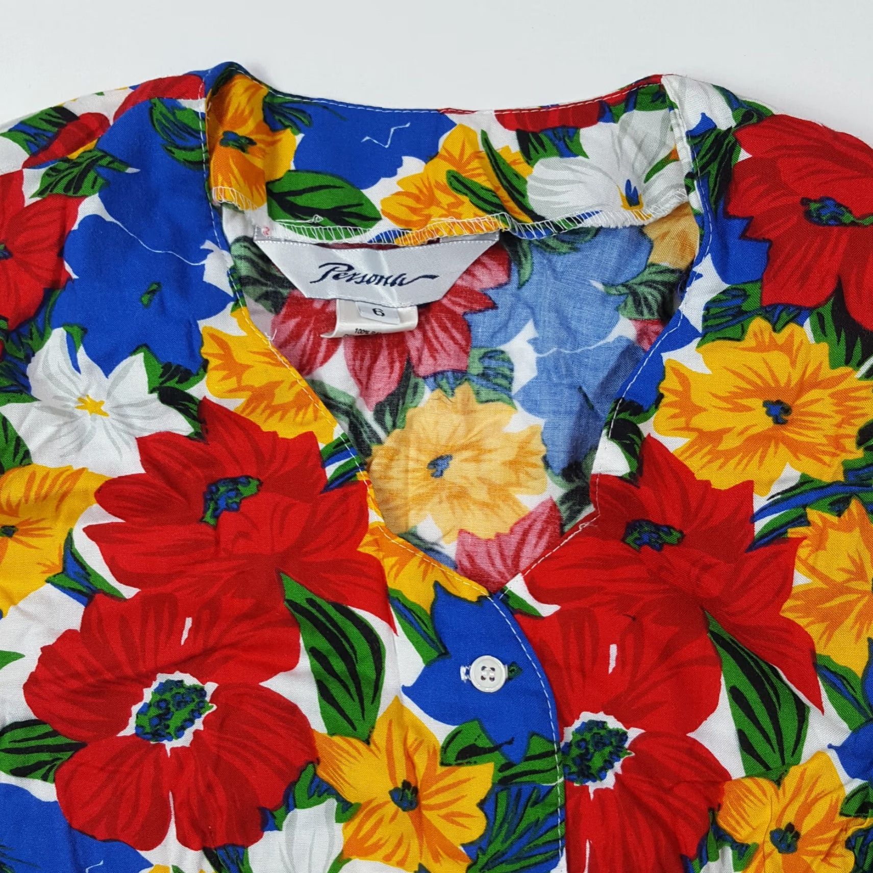 Vintage VINTAGE Floral Print Womens Size 6 Short Sleeve Button Up Shirt Top Dress Size M / US 6-8 / IT 42-44 - 2 Thumbnail