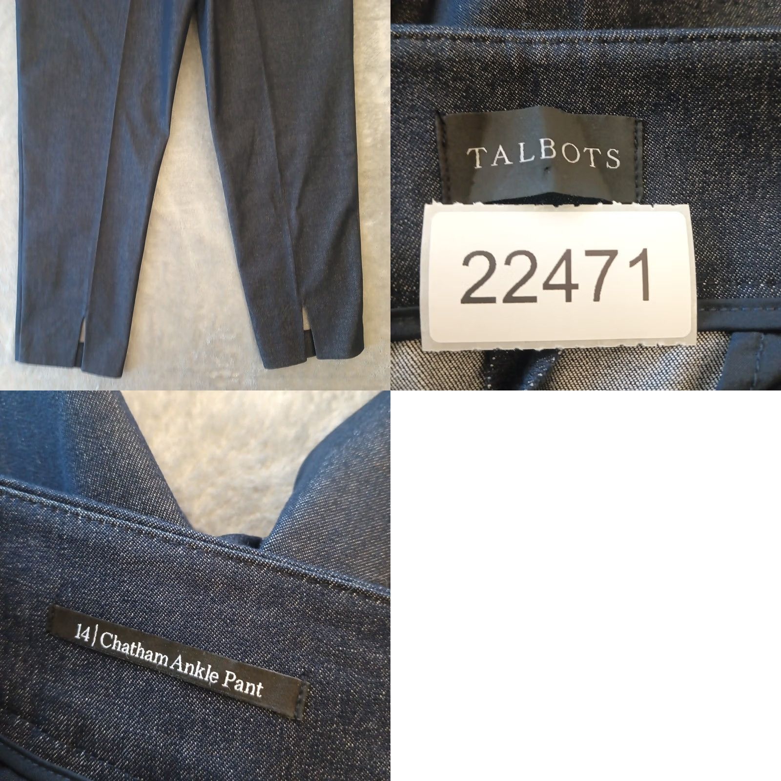 Talbots Talbots Chatham Ankle Pants Womens Size 14 Blue Side Zip Stretch 35x27 Size 36" / US 14 / IT 50 - 8 Thumbnail