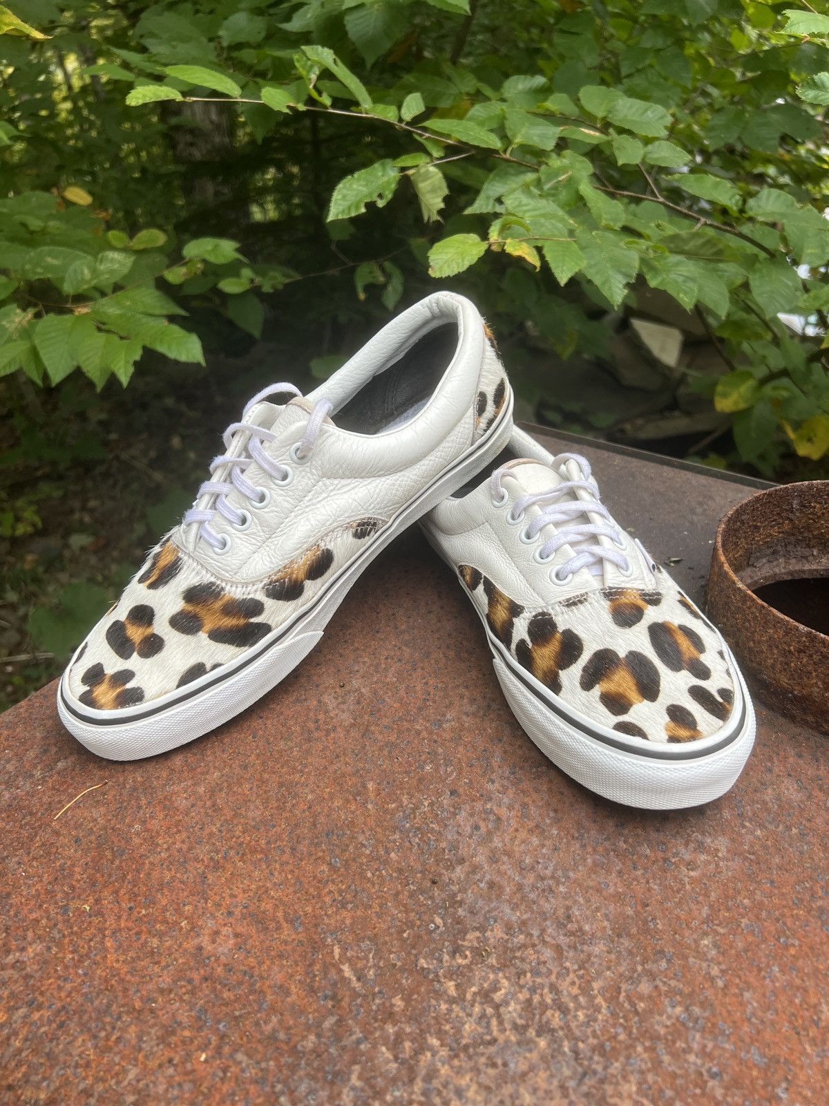 Vans Era Trainers White Leather Leopard Print Calfhair 2018 Grailed