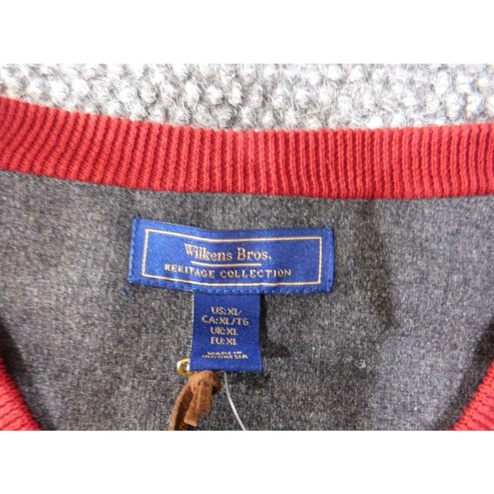 Vintage wilkens bros heritage collection sweater XL red v-neck mens pullover knit Size US XL / EU 56 / 4 - 5 Thumbnail