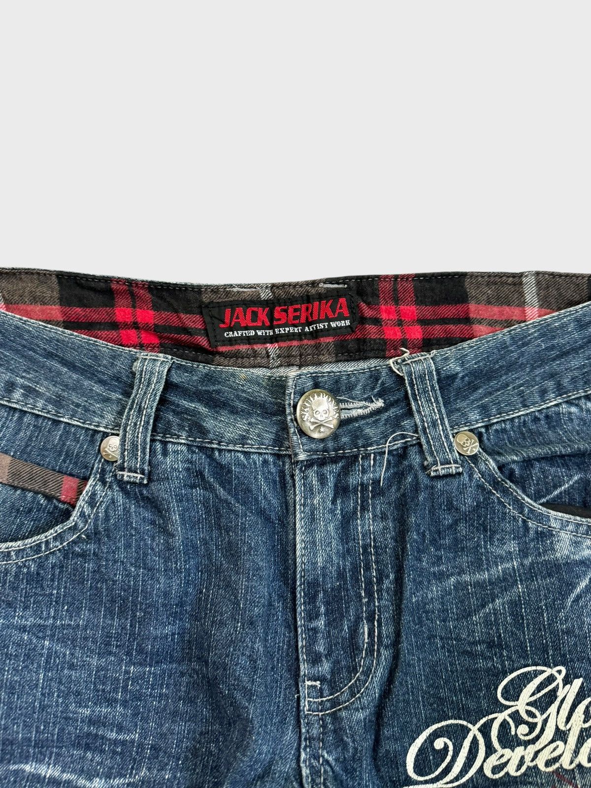 Hysteric Glamour × Japanese Brand JACK SERIKA POEM TARTAN PLAID CLAW MARK DENIM Size US 30 / EU 46 - 9 Thumbnail