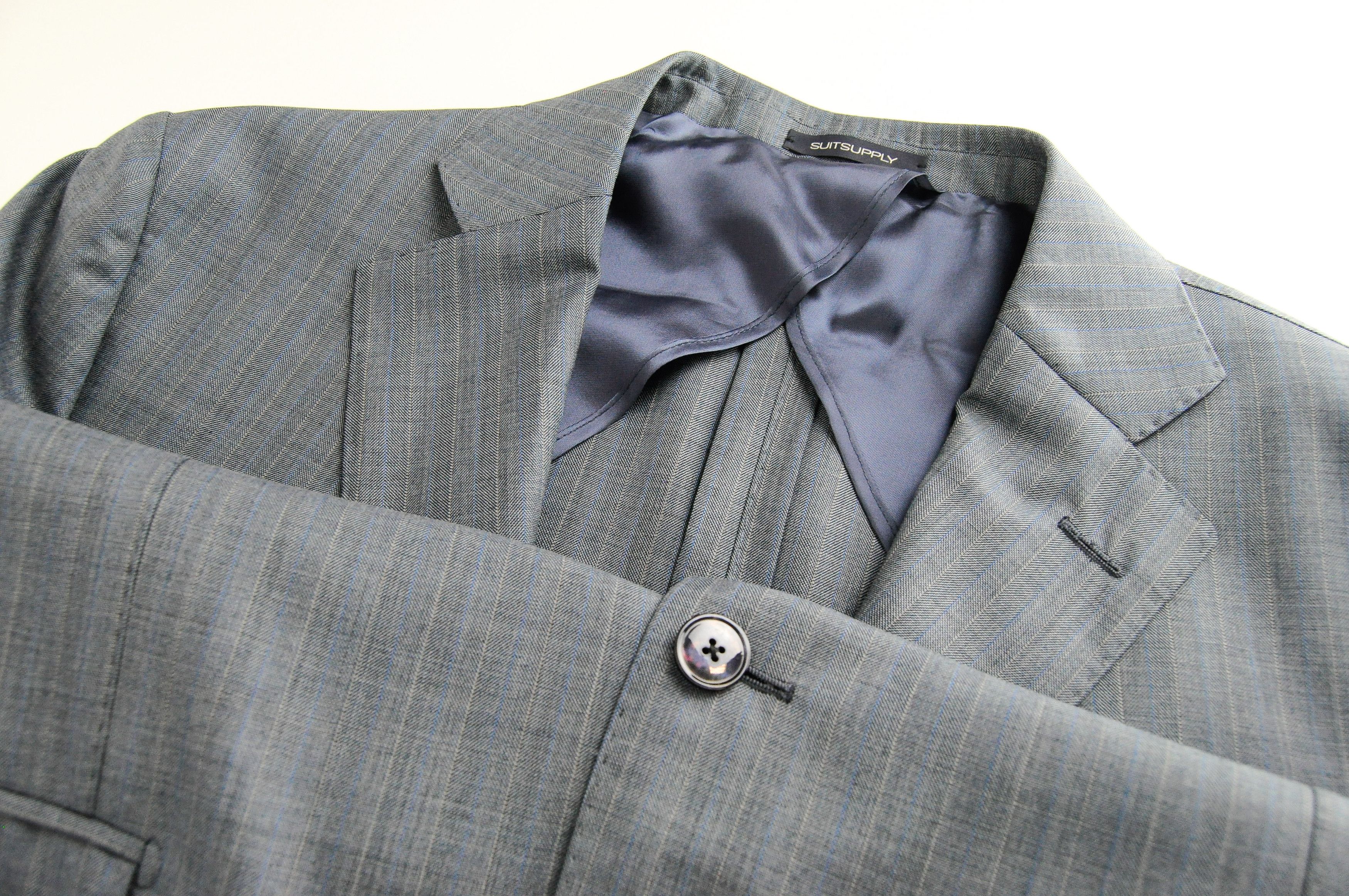 Suitsupply LA SPALLA UK46S Grey Blue Striped Wool Blazer 54604 Size 46S - 3 Thumbnail