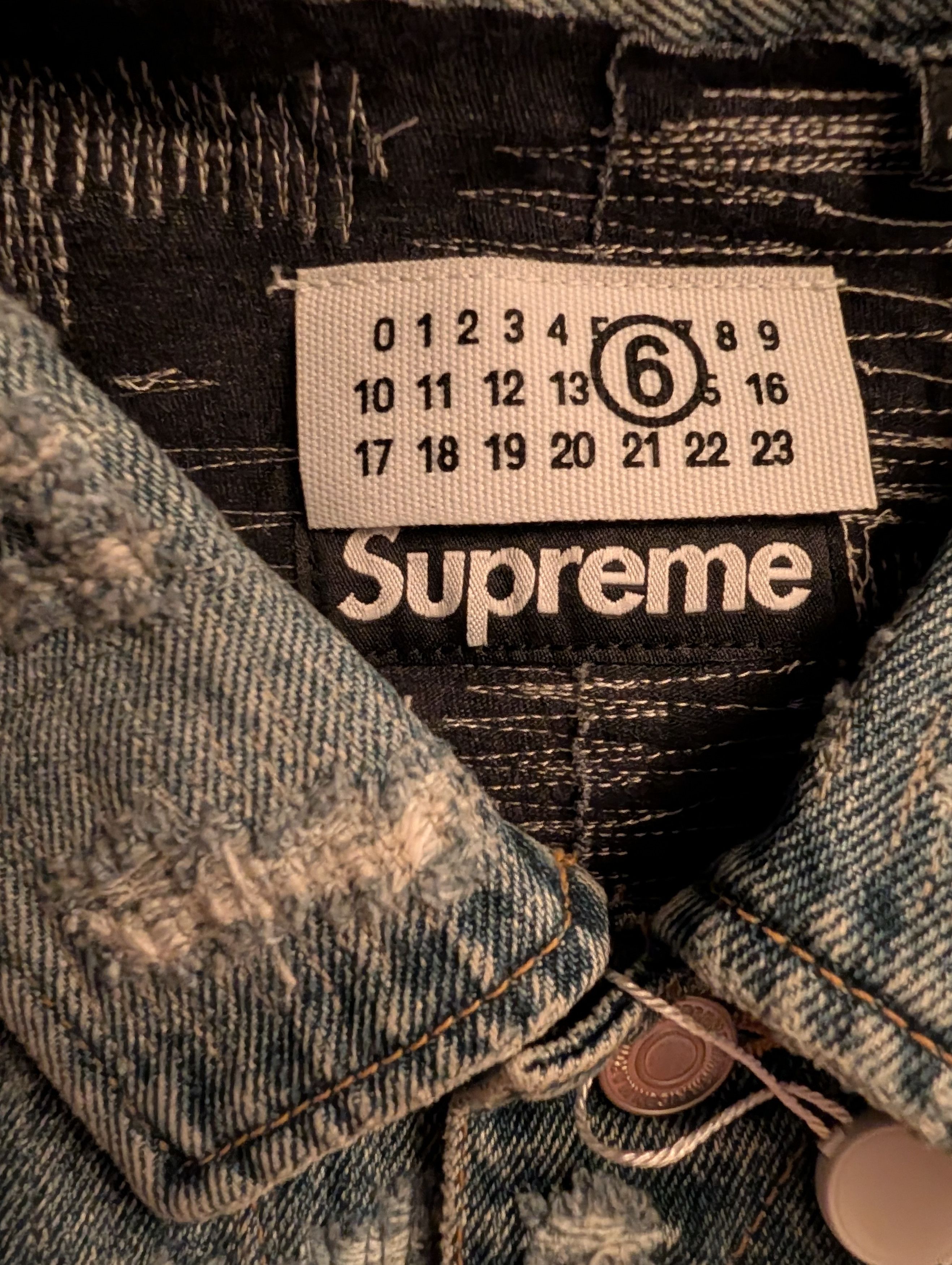 Maison Margiela × Supreme Supreme Margiela MM6 Distressed Denim Trucker Jacket XXL Size US XXL / EU 58 / 5 - 3 Thumbnail