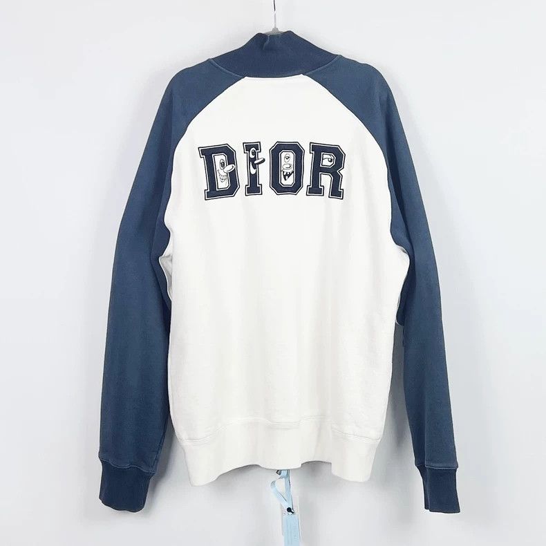 Dior DiorEmbroidered white and blue stitching plush jacket 2503- Size US XXL / EU 58 / 5 - 2 Thumbnail