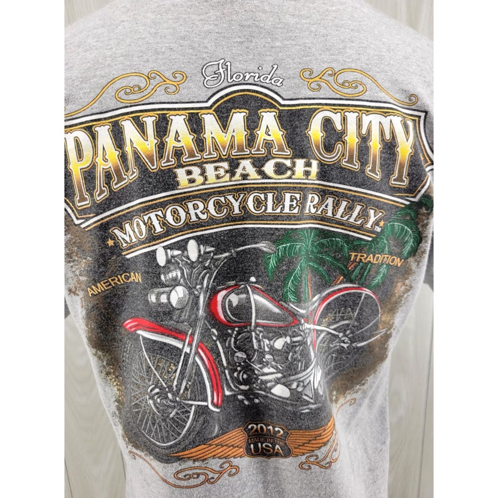 Delta VINTAGE Panama City Beach Rally Week Rider T-Shirt Gray L Men Shirt 2012 Biker Motorcycle Rock Skull Size US L / EU 52-54 / 3 - 7 Thumbnail