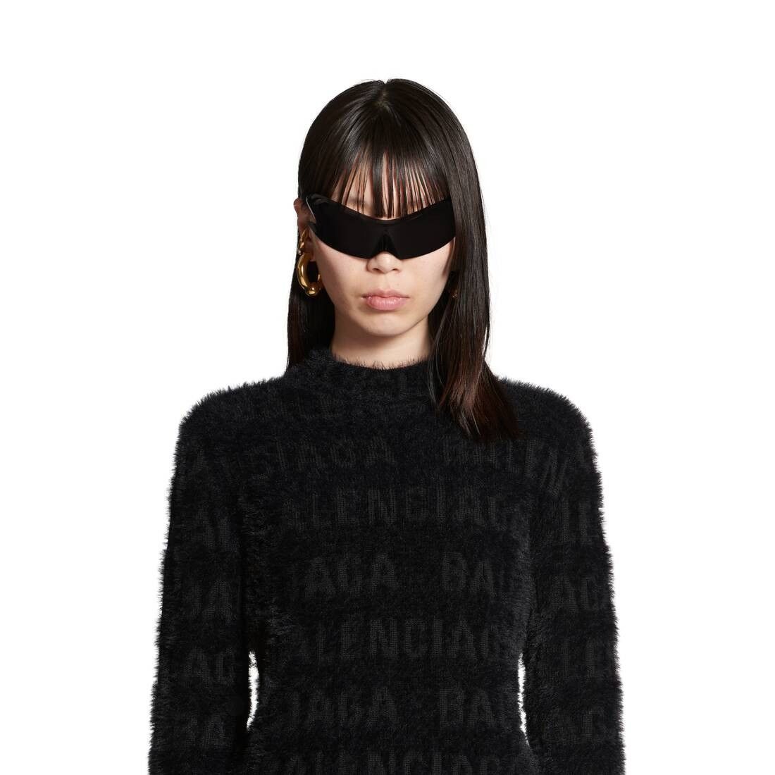 Balenciaga o1srvl11e1025 Bal Horizontal Allover Furry Fitted Sweater Size L / US 10 / IT 46 - 6 Thumbnail