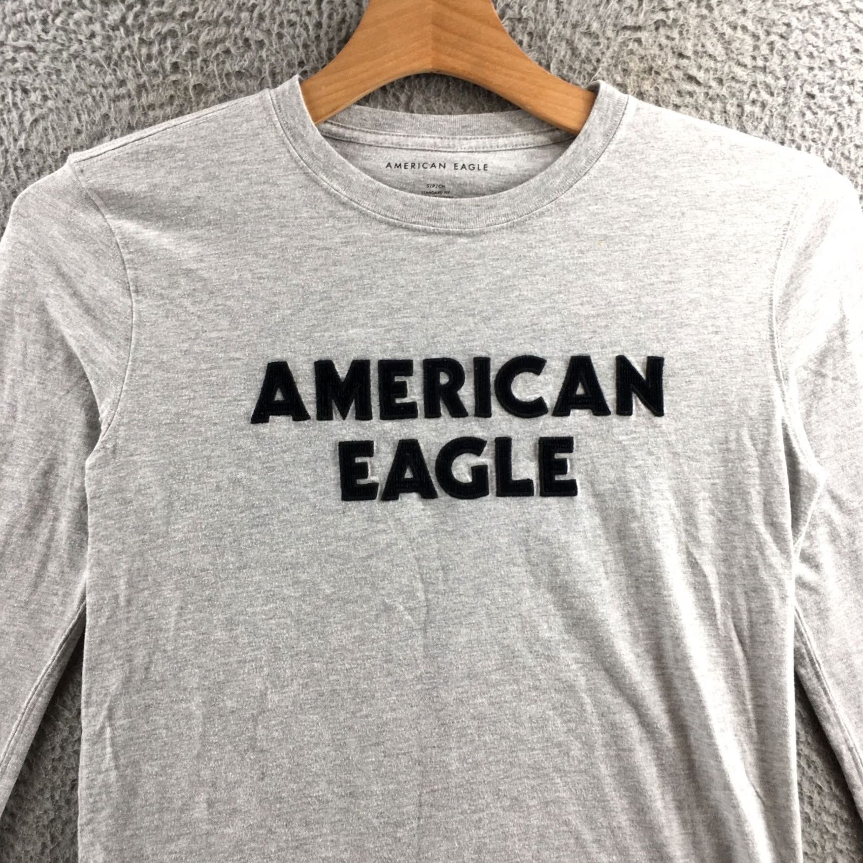 American Eagle Outfitters American Eagle Outfitters T-Shirt Mens S Gray Cotton Blend Long Sleeve Pullover Size US S / EU 44-46 / 1 - 2 Thumbnail