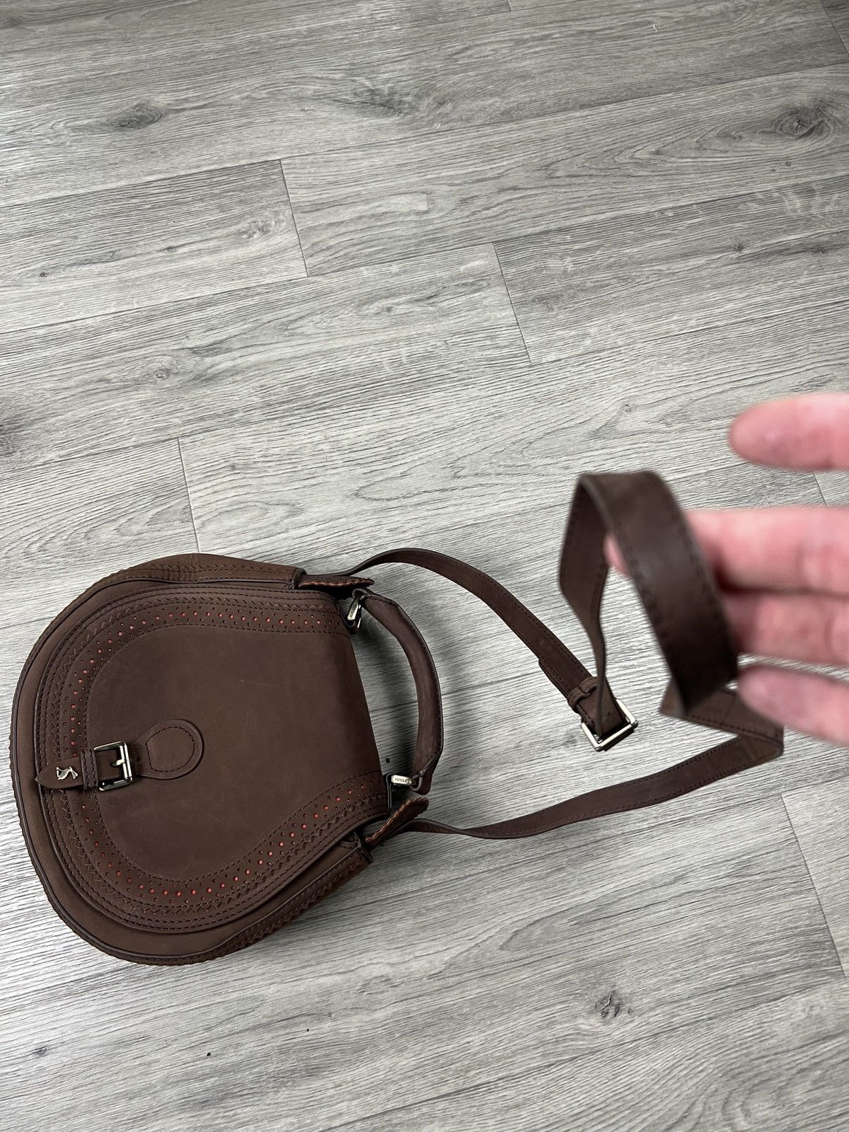 Other Joules Dawcett Spanish Leather Saddle Bag - Chocolate Size ONE SIZE - 17 Thumbnail
