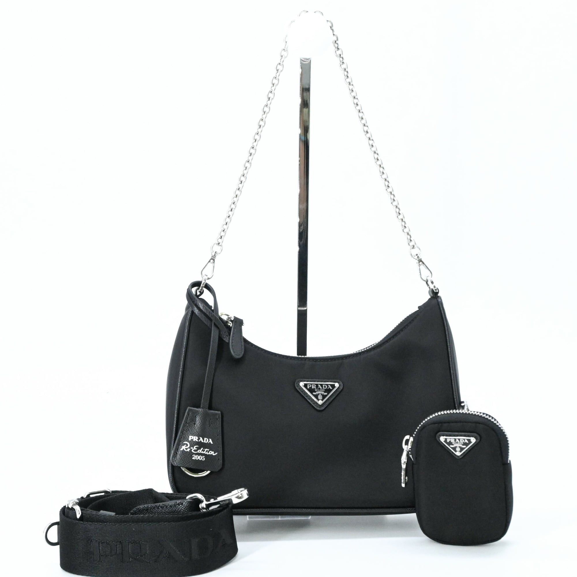 Prada PRADA Re-Edition 2005 Nylon Leather Shoulder Handbag for Women, Black Size ONE SIZE - 1 Thumbnail