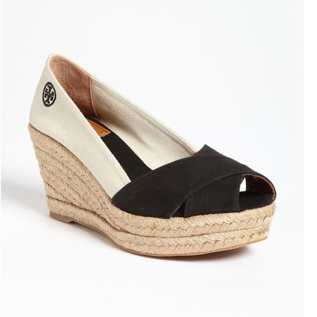 Tory Burch Tory Burch Filipa Canvas Peep Toe Espadrille Wedges 9 Size US 9 / IT 39 - 1 Thumbnail