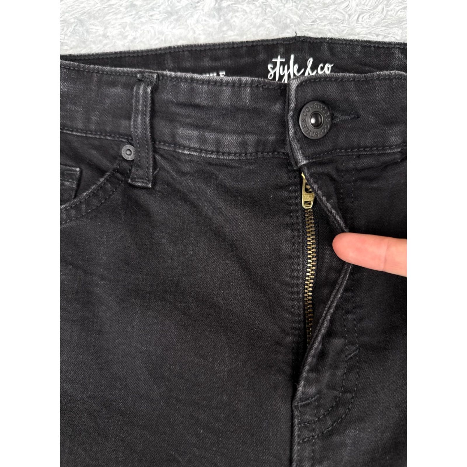 Vintage Style&co Jeans Womens 12 Black Denim Ankle High Rise Tapered Skinny 32x28 Size 34" / US 12 / IT 48 - 5 Thumbnail