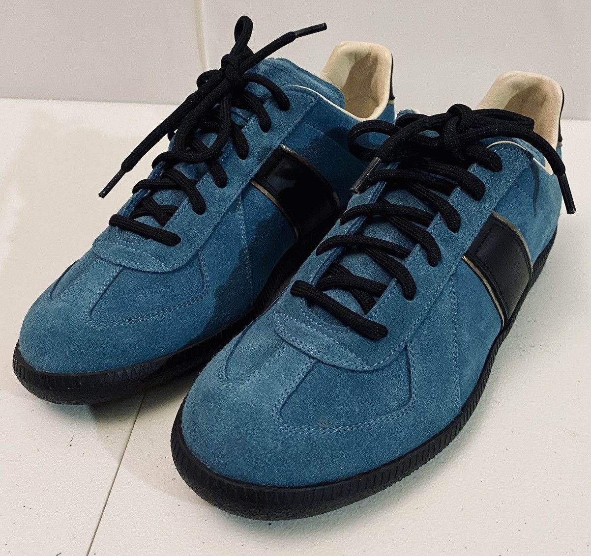 Maison Margiela Maison Margiela 22 🇮🇹 Teal Brush Suede Single Stitch GATs New Size US 7 / EU 40 - 1 Thumbnail