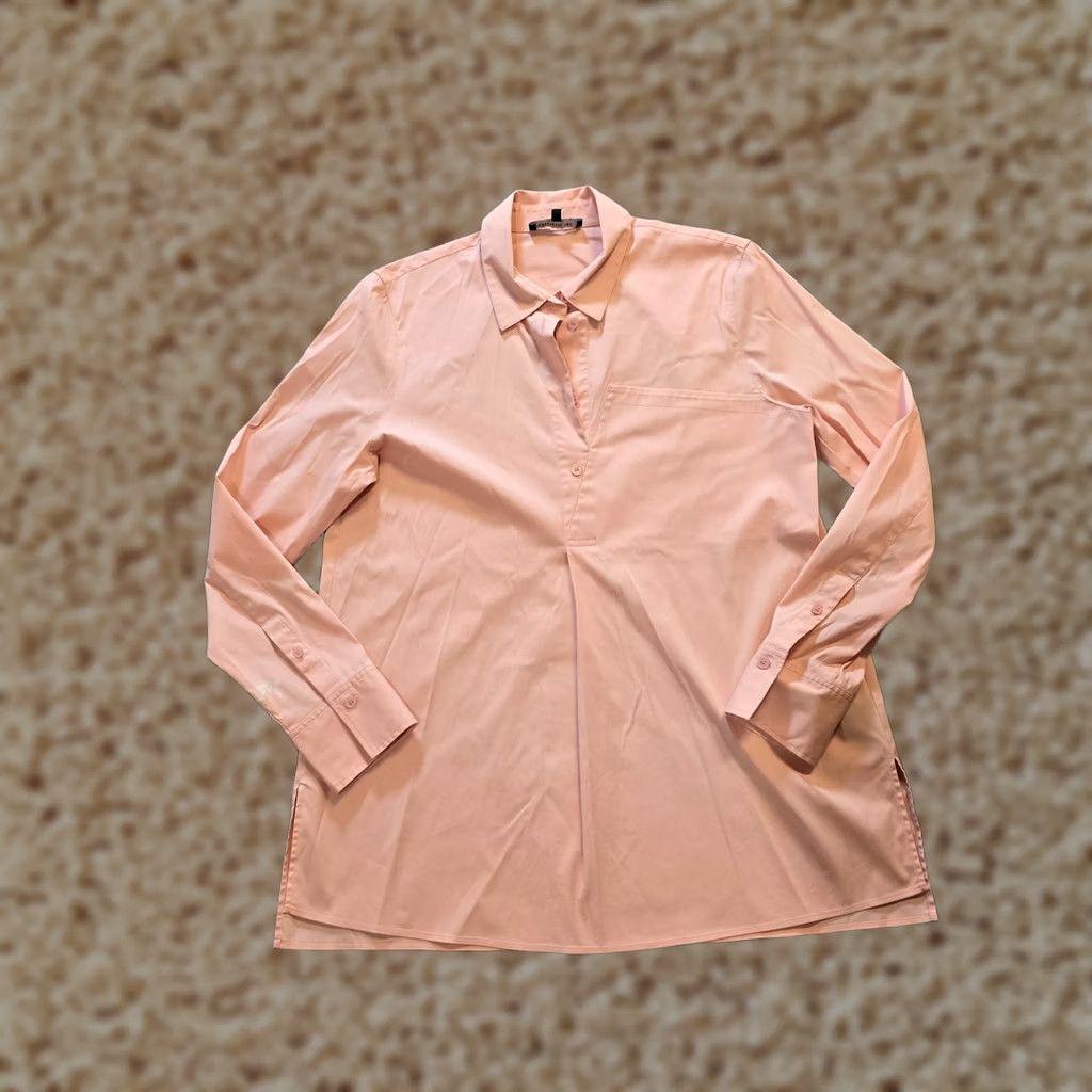Pinko Lafayette 148 New York Top Womens Size S Pink Popover Long Sleeve Collared Blouse Career Size S / US 4 / IT 40 - 1 Thumbnail