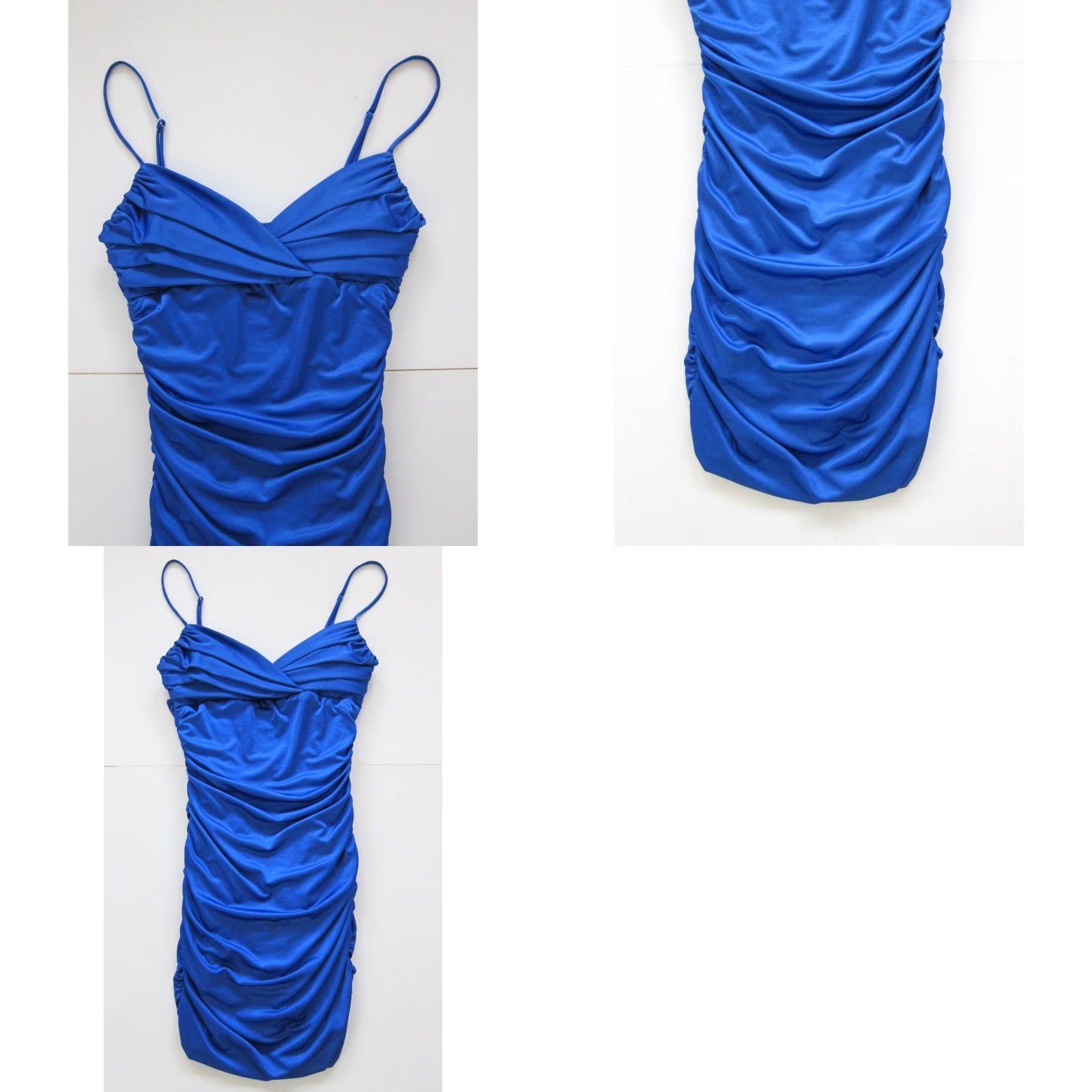 Vintage VINTAGE Rubber Ducky Blue Dress Bodycon Spaghetti Strap Ruched Medium Dress Women Sleeveless Blue 90s Theme Females Size M / US 6-8 / IT 42-44 - 8 Thumbnail