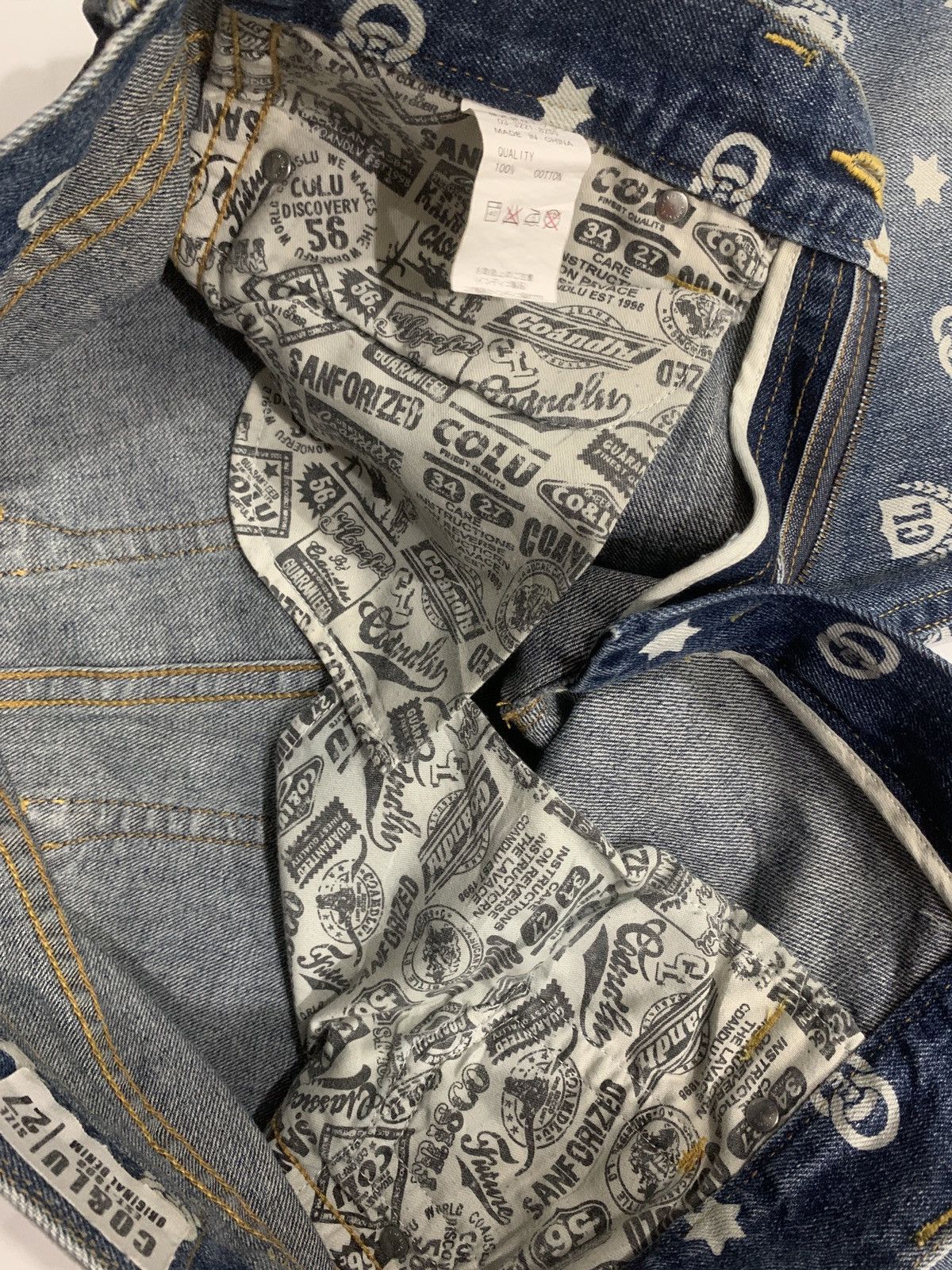Japanese Brand Co&Lu Multi Logo All Over Print Jeans Size US 31 - 10 Thumbnail