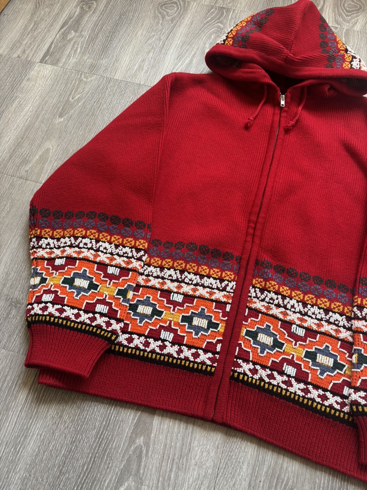 Supreme Supreme Red Beaded Knitted Hoodie Size US XL / EU 56 / 4 - 6 Thumbnail