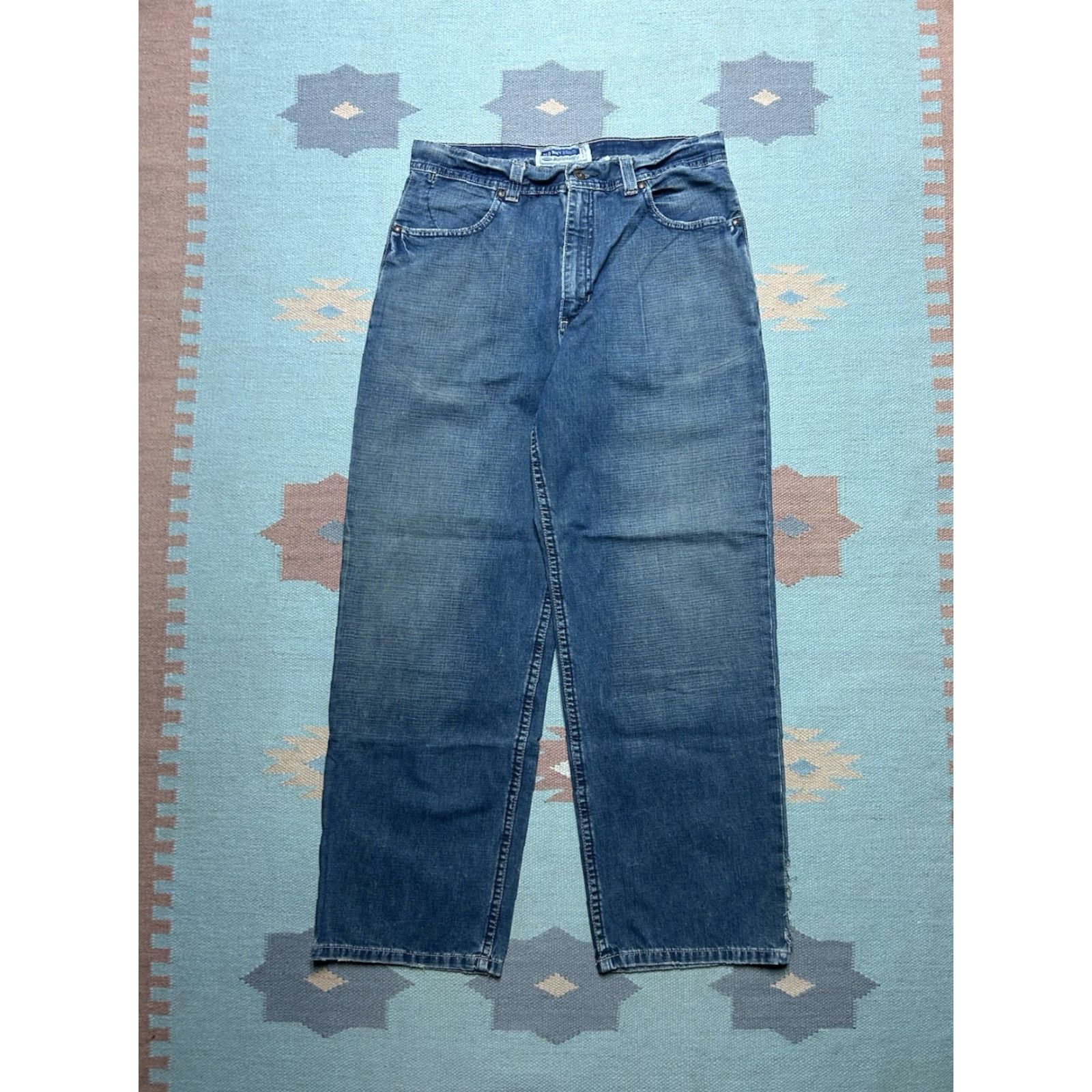 Old Navy VINTAGE Old Navy Jeans Men 32x30 Denim Wide-Leg Mechanics Baggy Skater Workwear Blue Size US 32 / EU 48 - 5 Thumbnail