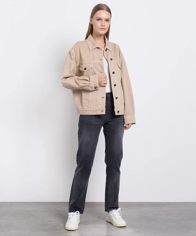 Palm Angels o1s22i1n0824 Oversized Denim Jacket in Beige Size M / US 6-8 / IT 42-44 - 2 Thumbnail