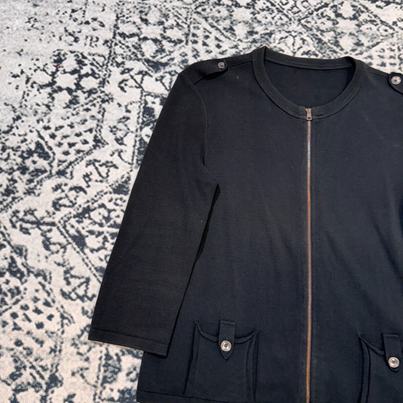 Vintage Vintage Marc Cain Black Cotton Zip Sweater Size M Y2K 90s Size US M / EU 48-50 / 2 - 4 Thumbnail