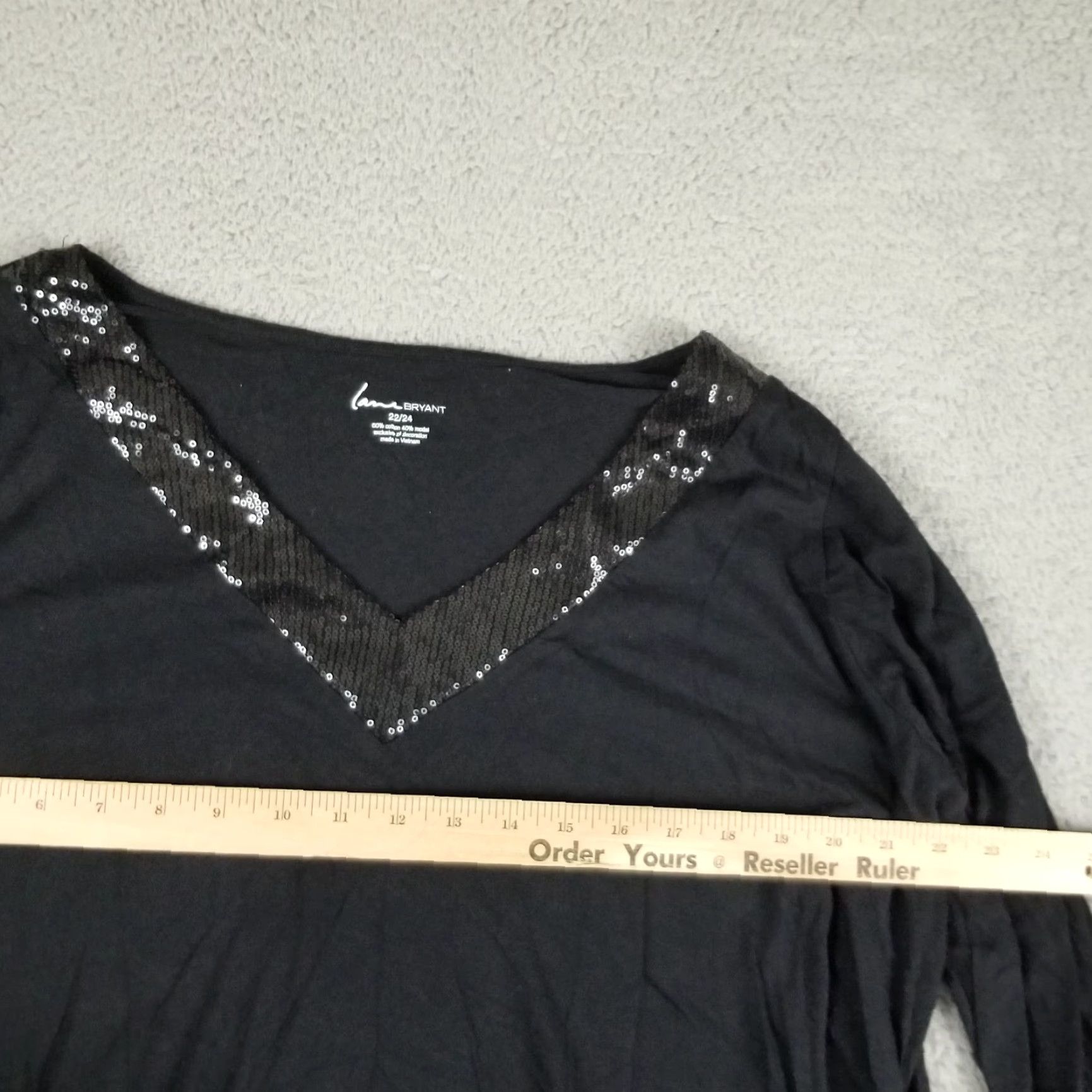 Vintage Lane Bryant Blouse Tank Top Women Plus 22/24 Sequin V-Neck Tunic Black, Casual, Geometric 90s? Size 3XL / US 20-22 - 5 Thumbnail