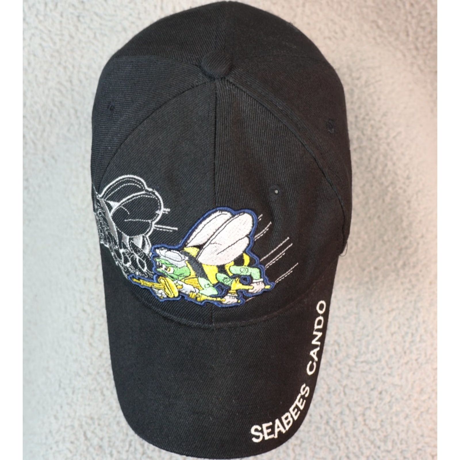 Vintage Cursed Hat Navy US Navy Seabees Cap Baseball Cap Black One Size Mens Adjustable Size ONE SIZE - 4 Thumbnail