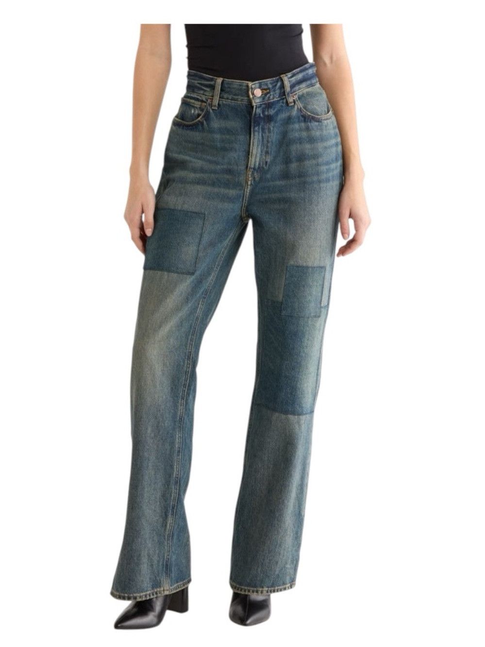 Good American Good American Khloé High Waist Patchwork Straight Leg Jeans Size 27" / US 4 / IT 40 - 1 Thumbnail