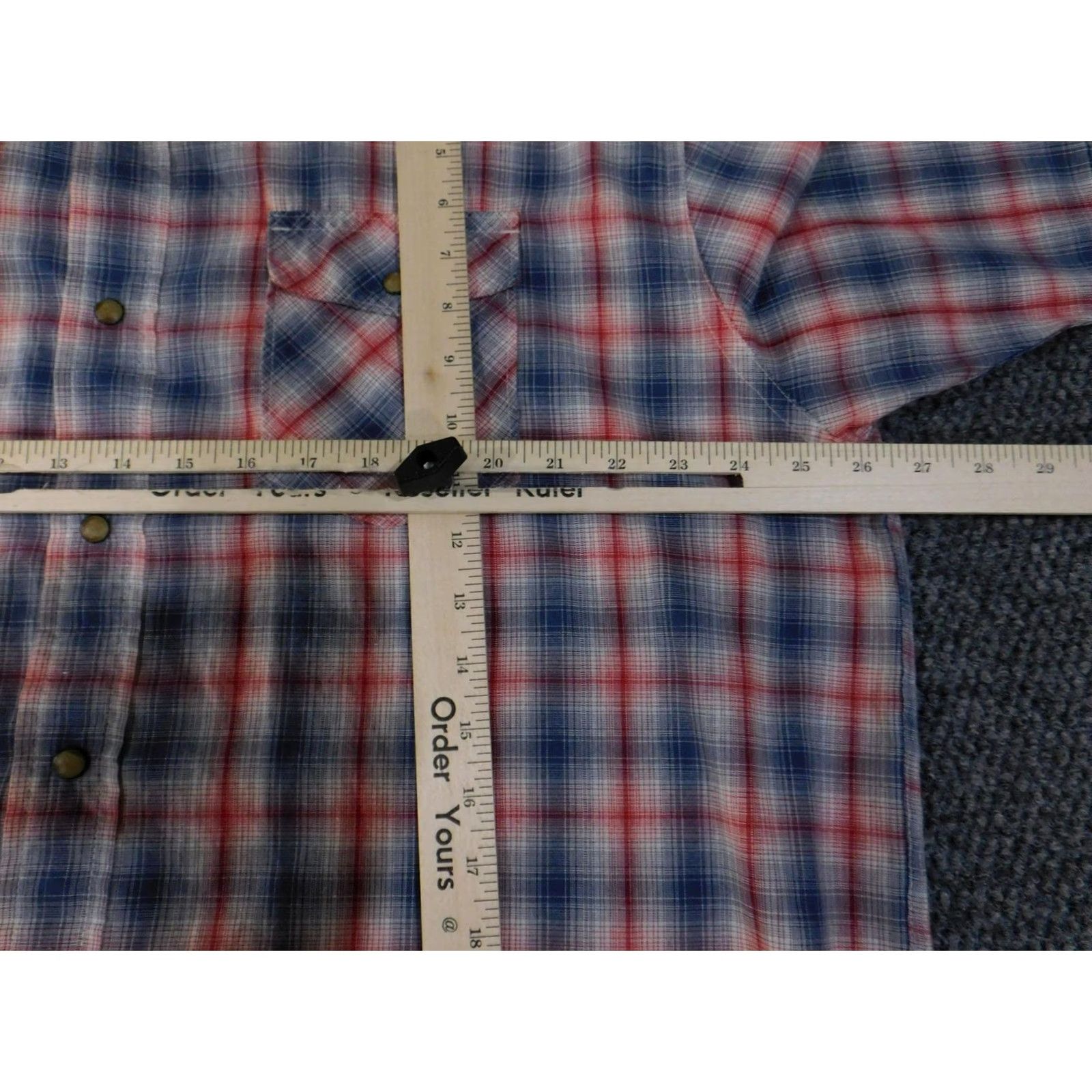 Wrangler VINTAGE Wrangler RED Shirt Mens 2XL Blue Red Plaid Western Pearl Snap Short Sleeve Mens 2XL Snap Front Closure Button-Up Western Shirt Size US XXL / EU 58 / 5 - 7 Thumbnail