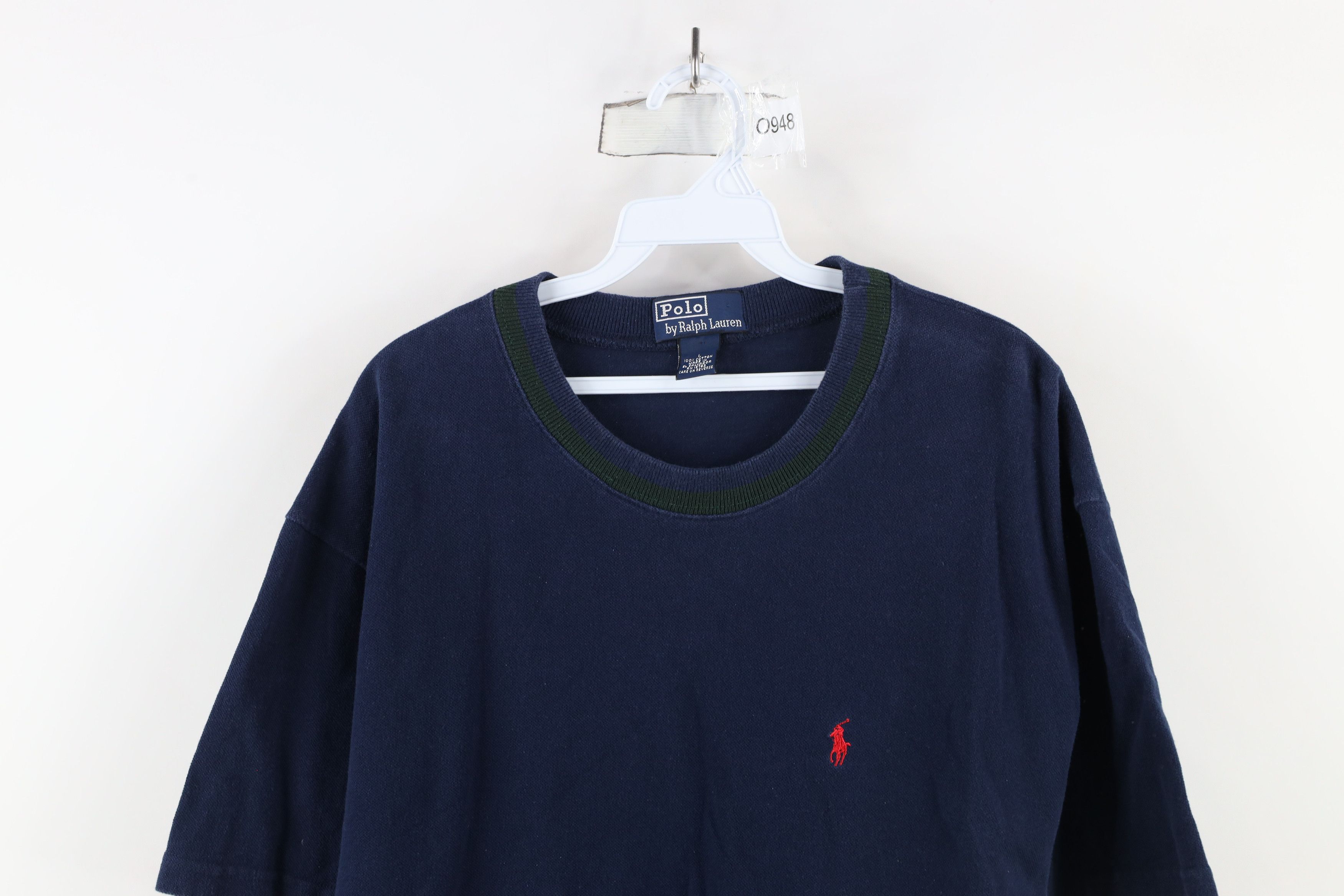 Ralph Lauren × Vintage Vintage 90s Ralph Lauren Cotton Heavyweight T-Shirt Blue Size US L / EU 52-54 / 3 - 2 Thumbnail