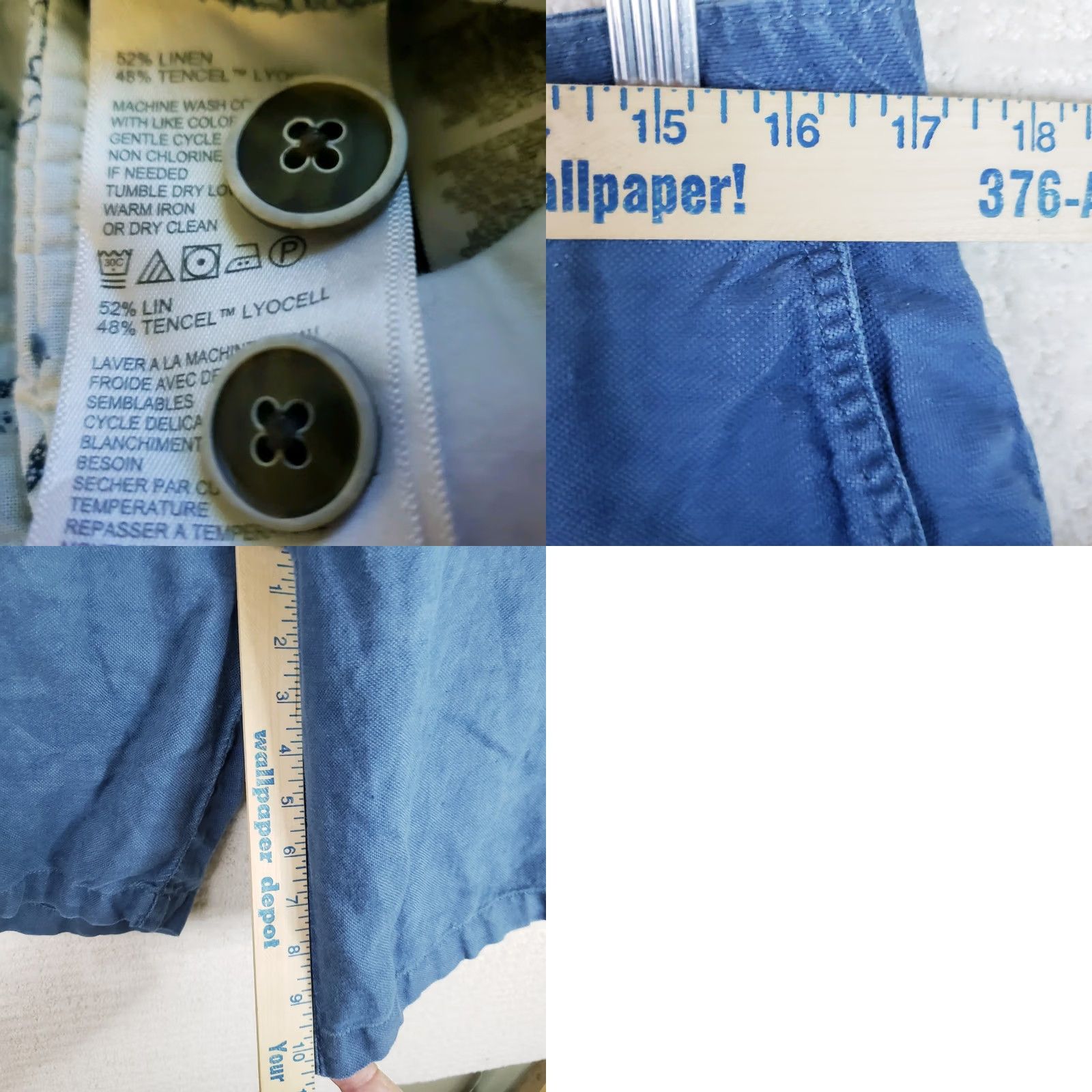 Tommy Bahama TOMMY BAHAMA Men's Bermuda Shorts Blue 34 Linen Tencel Blend 10" Inseam Flat Front Button Casual Travel Beach Size US 34 / EU 50 - 9 Thumbnail