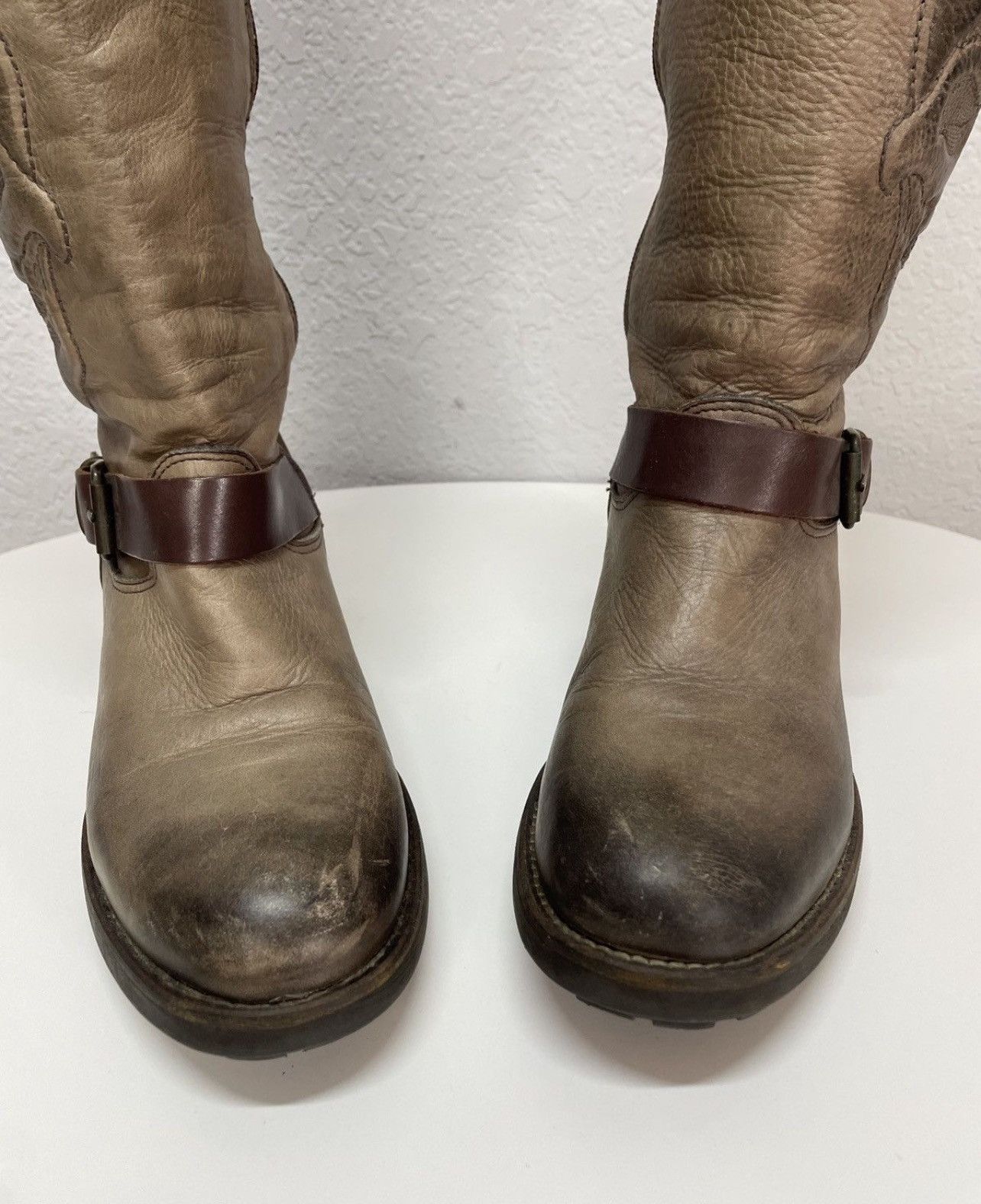 If Six Was Nine AS 98 Vibe Artisan Brown Leather Side Zip Ankle Biker Boots Size US 8 / IT 38 - 7 Thumbnail