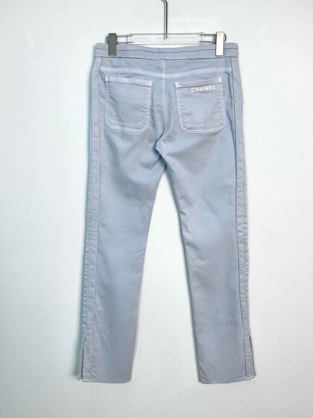 Chanel Chanel Logo Lettered Straight Leg Jeans Pants Light Blue Size 26" / US 2 / IT 38 - 2 Thumbnail