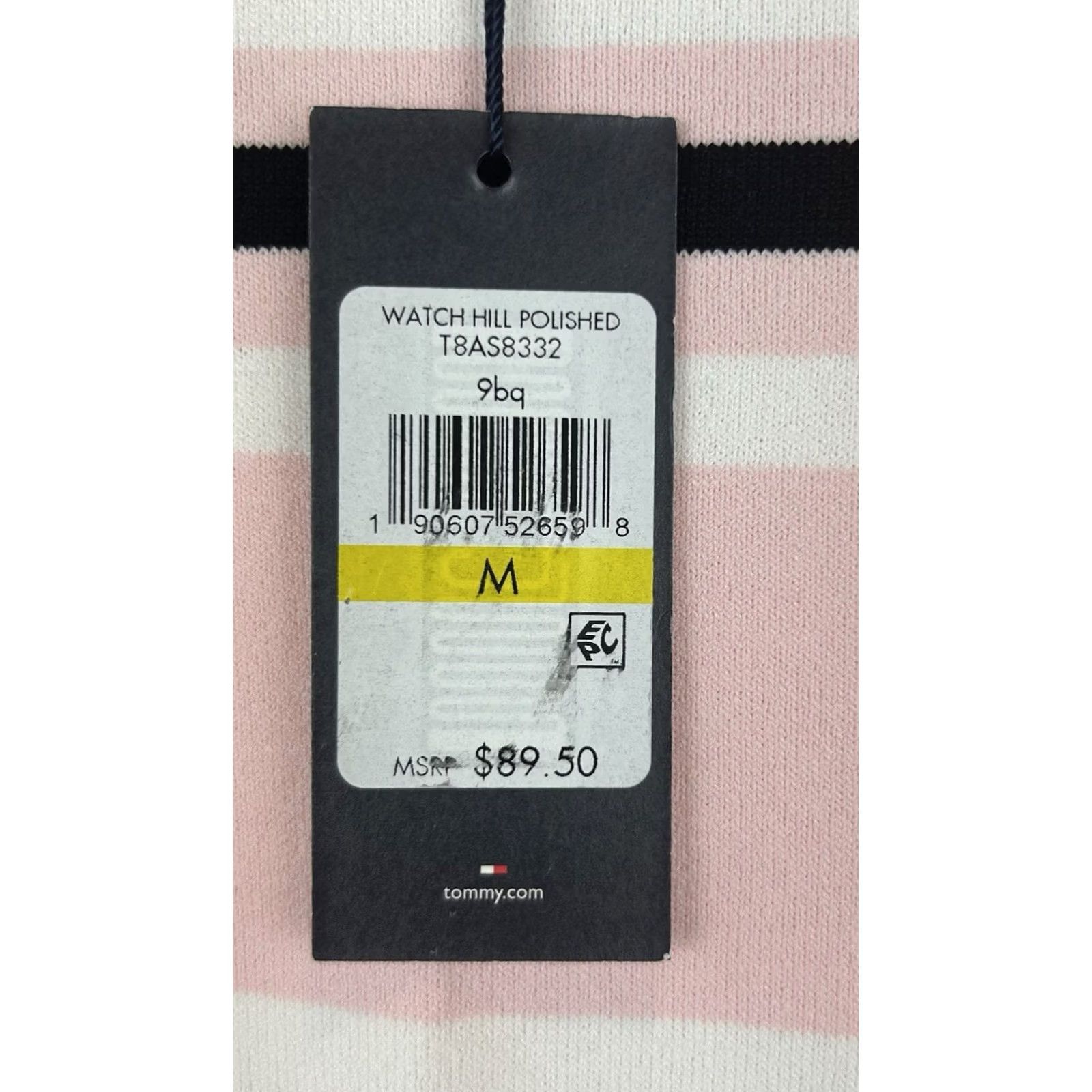 Tommy Hilfiger Tommy Hilfiger Top Womens Medium Bell Sleeve Sweater Pink Stripe Knit Bell Sleeve Crew Neck Logo Pullover Winter Spring Fall Size M / US 6-8 / IT 42-44 - 3 Thumbnail