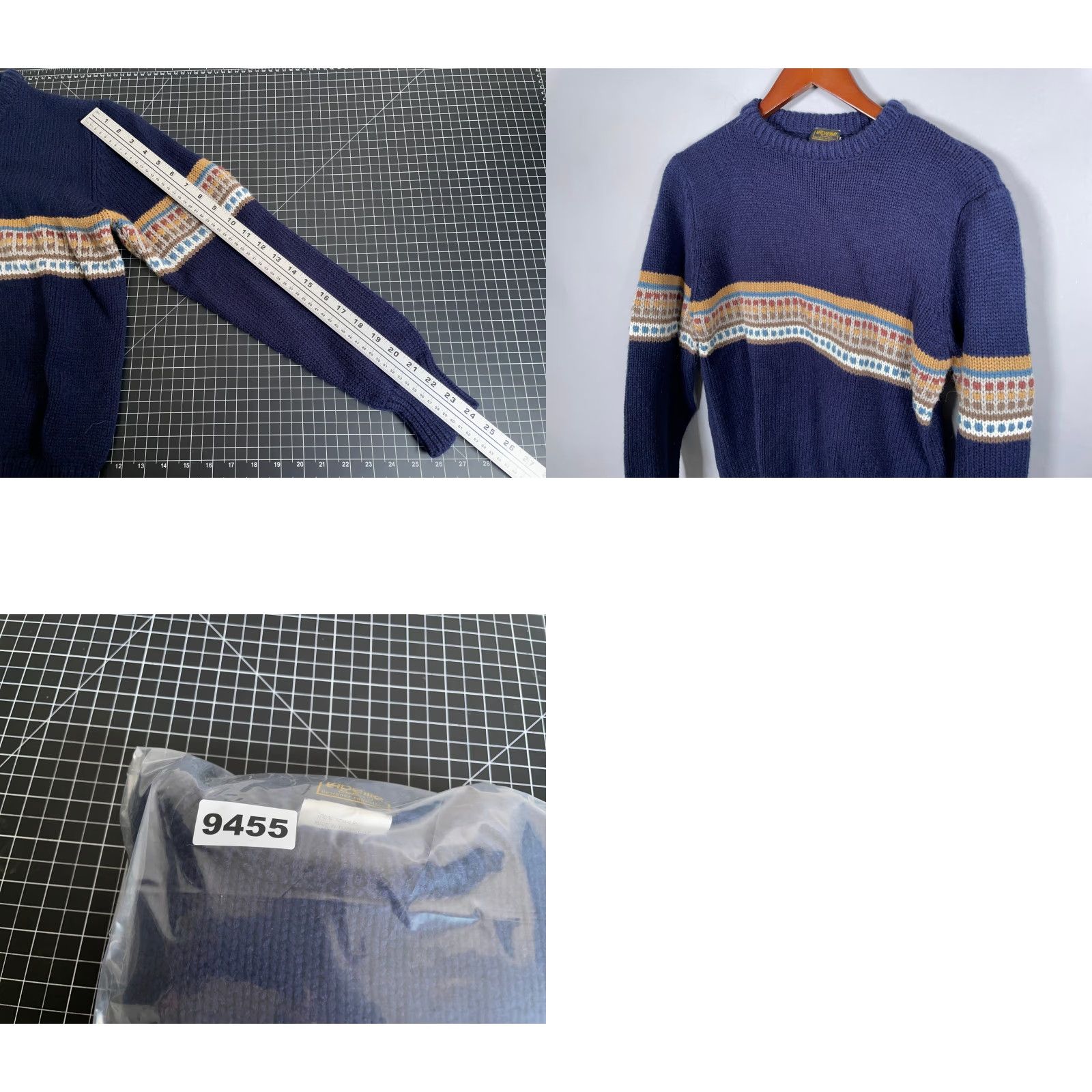 Vintage VINTAGE L'Abeille Beeline Geometric Sweater Womens Small Dark Blue Crewneck 80s 90s Retro Ski Winter Casual Mens? Size S / US 4 / IT 40 - 8 Thumbnail