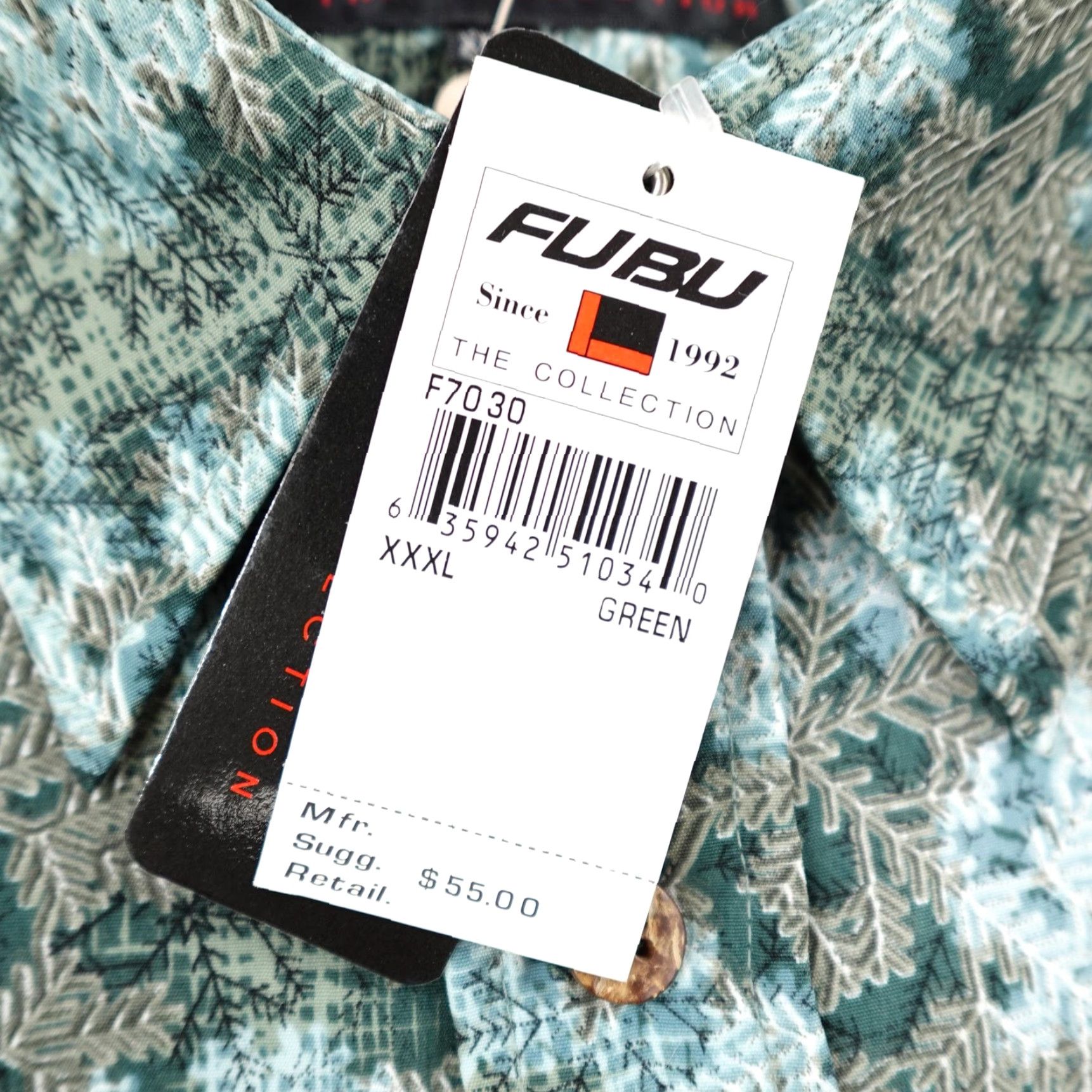 Fubu Vintage FUBU Shirt Mens 3XL Green The Collection Button Up Floral Deadstock NEW Size US XXL / EU 58 / 5 - 4 Thumbnail