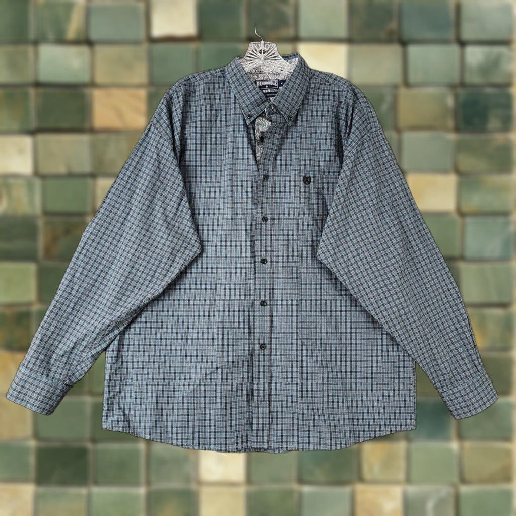 Vintage Panhandle Mens Blue Plaid Slim Long Sleeve Button-Up Size XL Size US XL / EU 56 / 4 - 1 Thumbnail