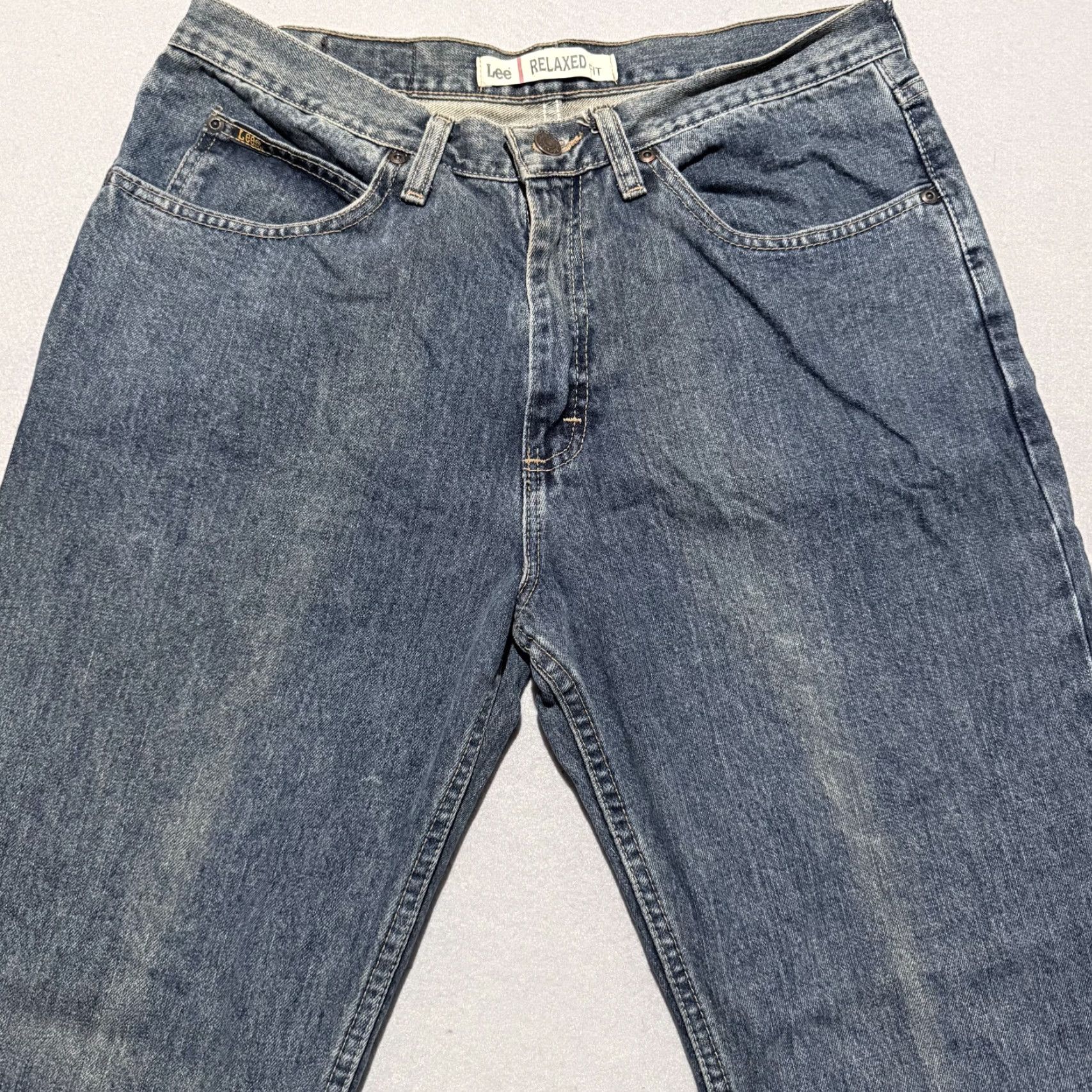Lee Lee Jeans Men Blue Denim Straight Relaxed-Fit Zip Fly 33X30 Size US 33 - 3 Thumbnail