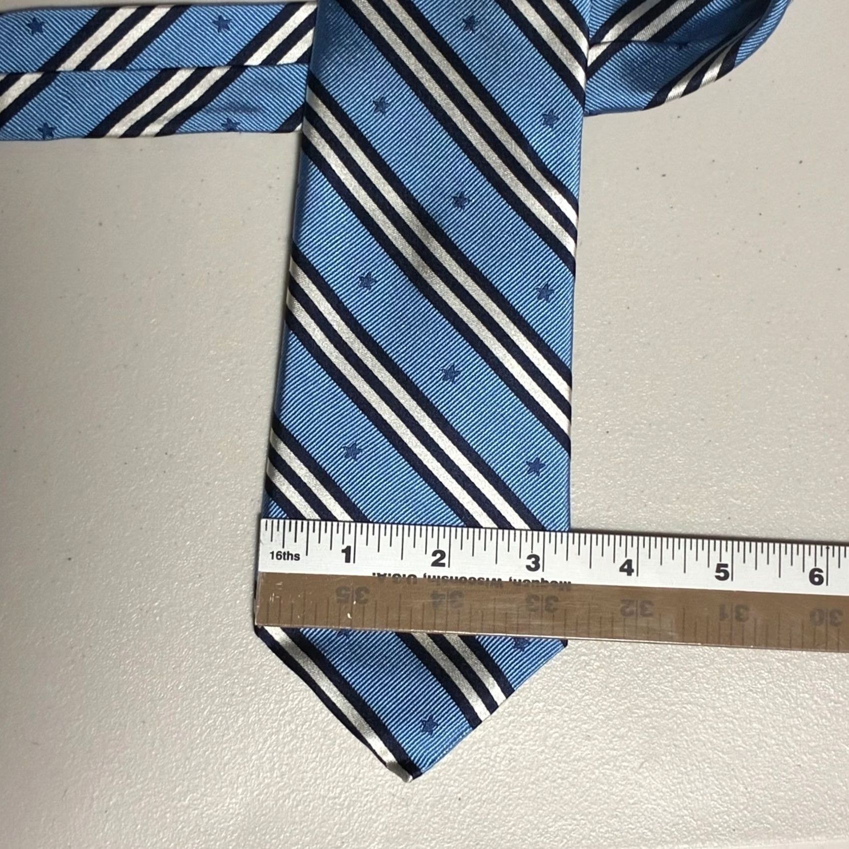 Brooks Brothers VINTAGE Brooks Brothers Silk Tie Star Striped Navy Blue Made USA Mens Size ONE SIZE - 4 Thumbnail