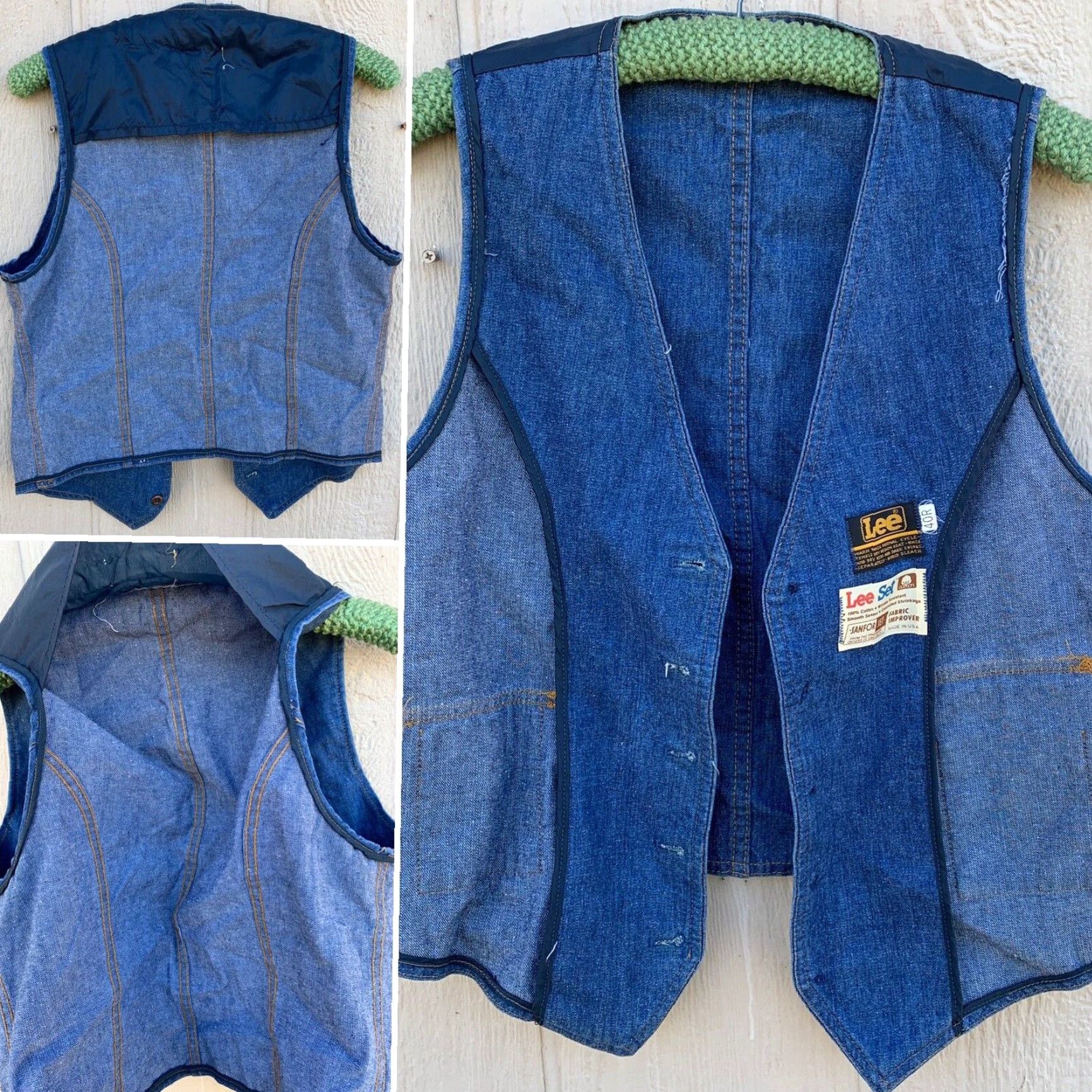 Lee VINTAGE Lee Vest Lee Jeans Denim Lee Set Sanforset 40R Union Made Cowboy Hippy Lee Blue 40R Mens Size US 40 / EU 56 - 6 Thumbnail