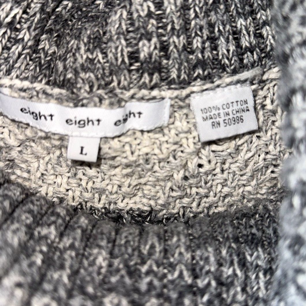 Vintage Eight Eight Eight Cotton Cowl Neck Sweater Gray Women's Large Knit Striped 100% Cotton Pullover L Womens Size L / US 10 / IT 46 - 3 Thumbnail