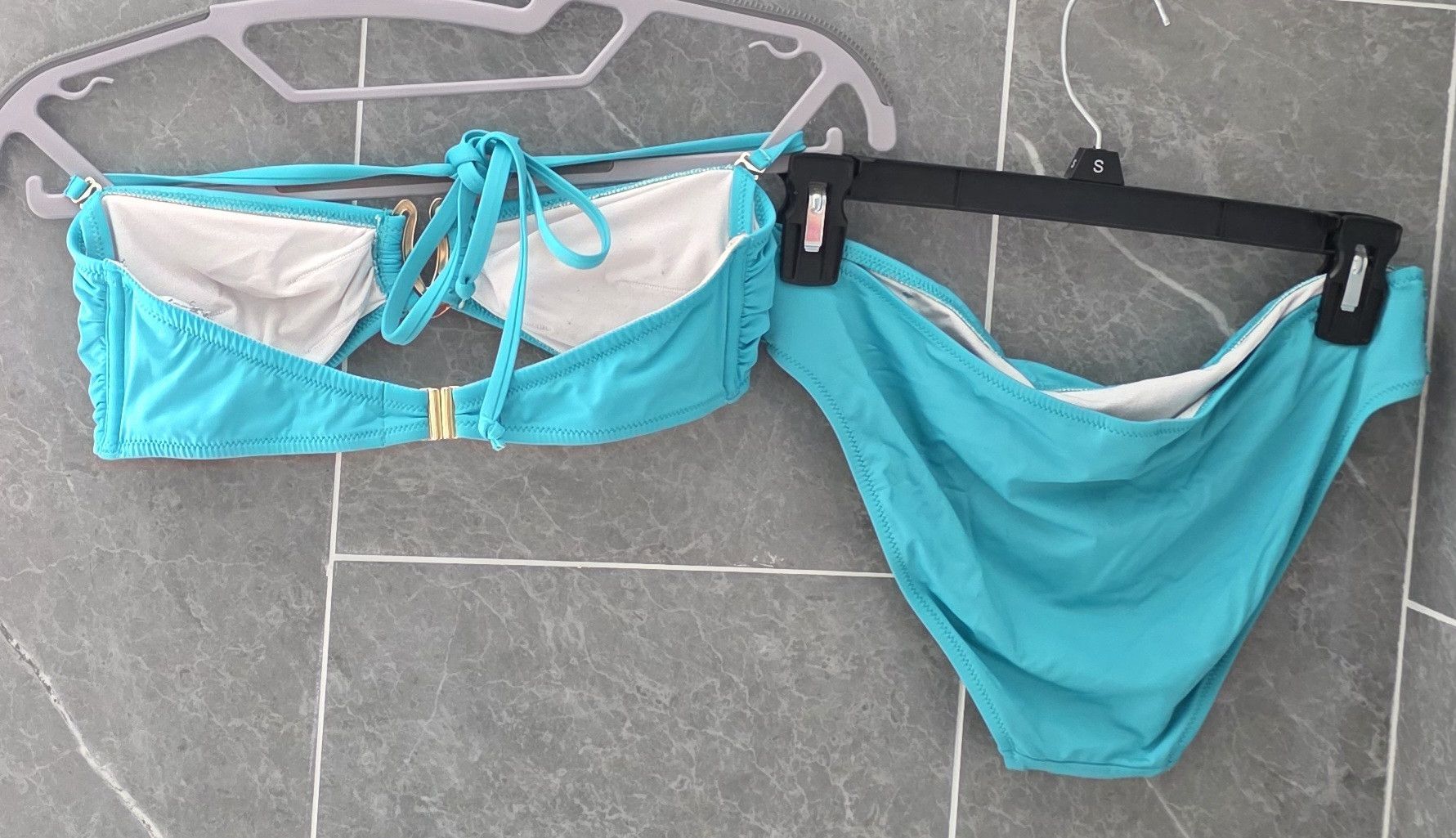 Other Lascana Ruched Bandeau Bikini Set Turqoise 36 A/B & 34 S Size ONE SIZE - 3 Thumbnail