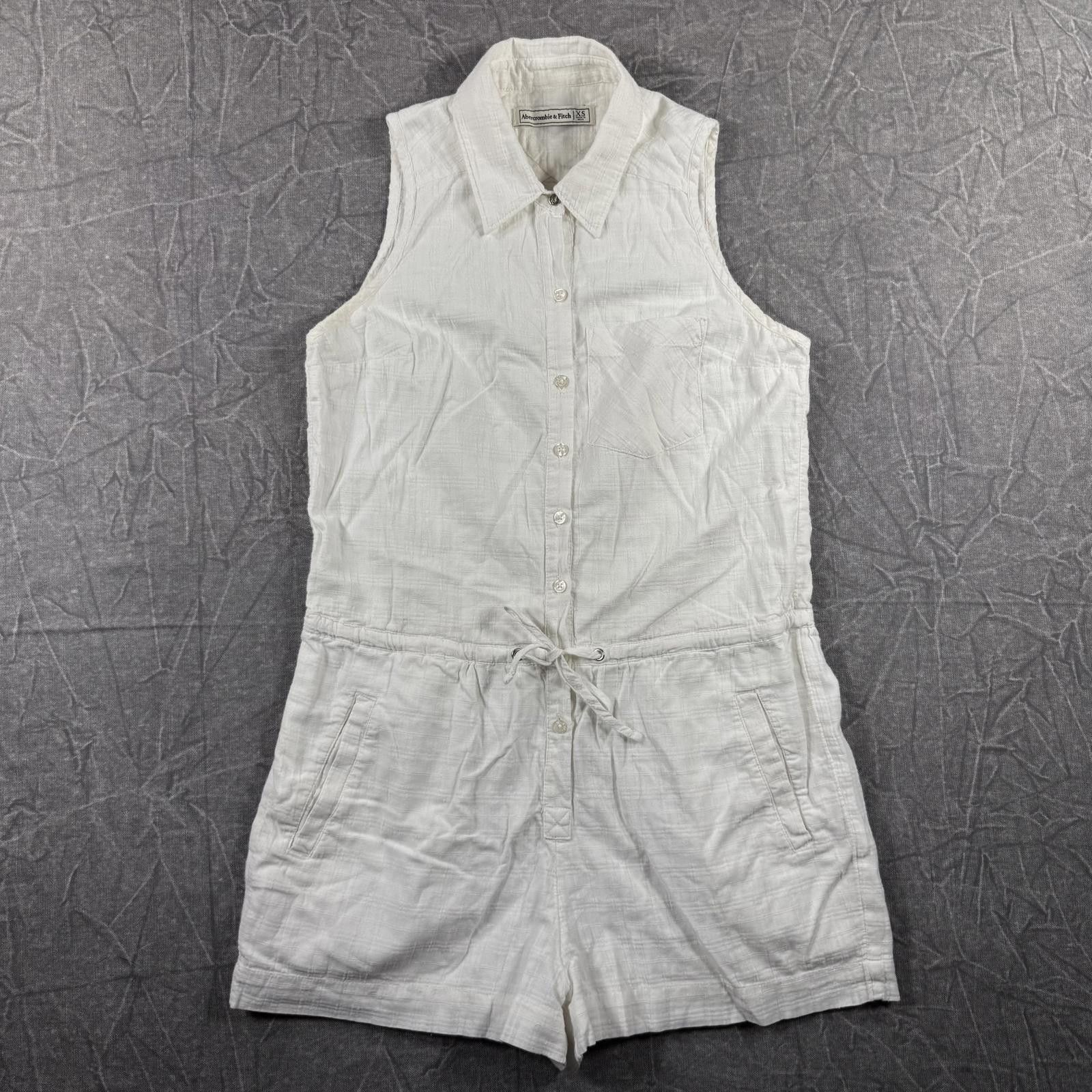 Abercrombie & Fitch Abercrombie Romper Women's XS White sleeveless button-down Size 26" / US 2 / IT 38 - 1 Thumbnail