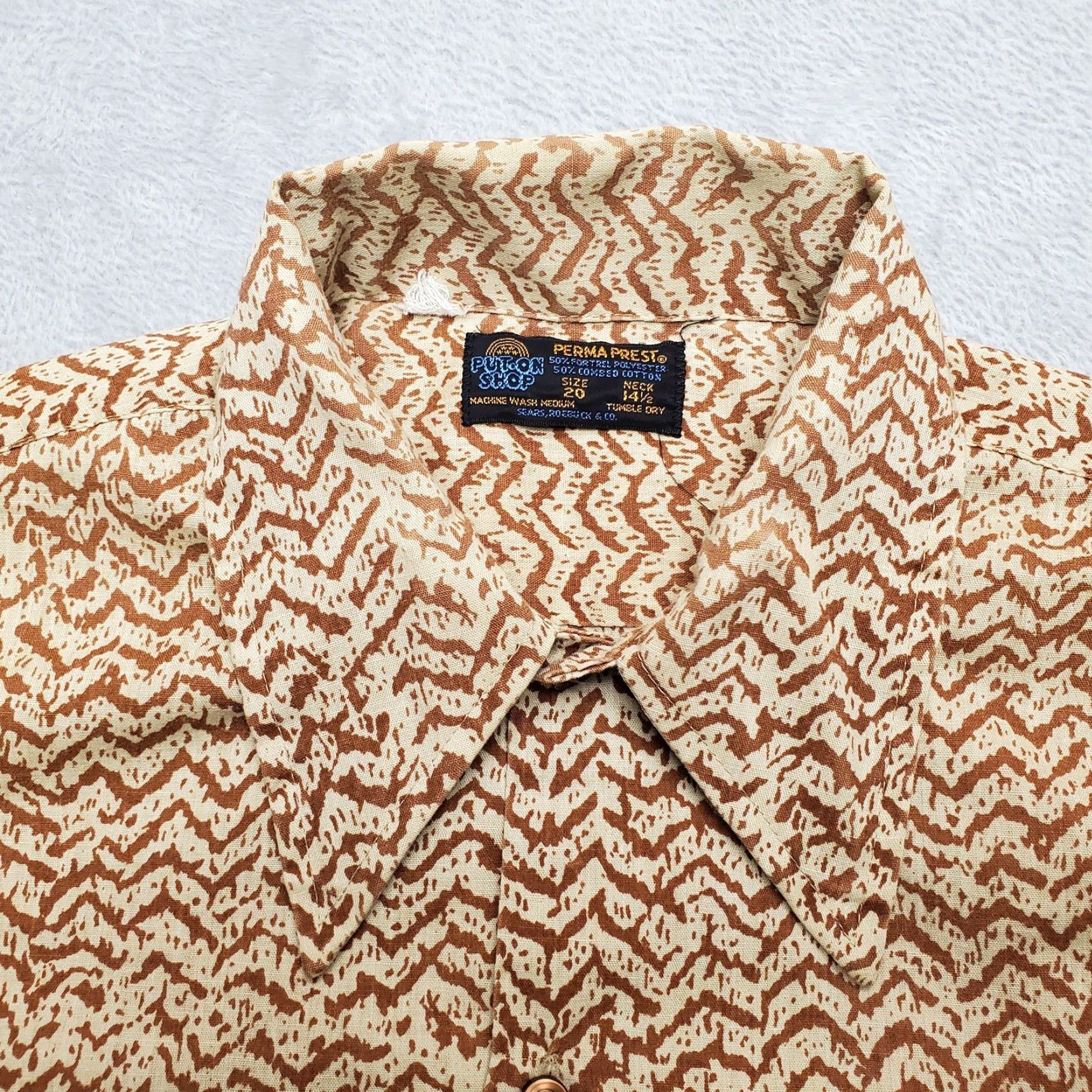 Sears VINTAGE Sears Put On Shop Shirt Mens S Brown Animal Print Button-Up Size US S / EU 44-46 / 1 - 3 Thumbnail