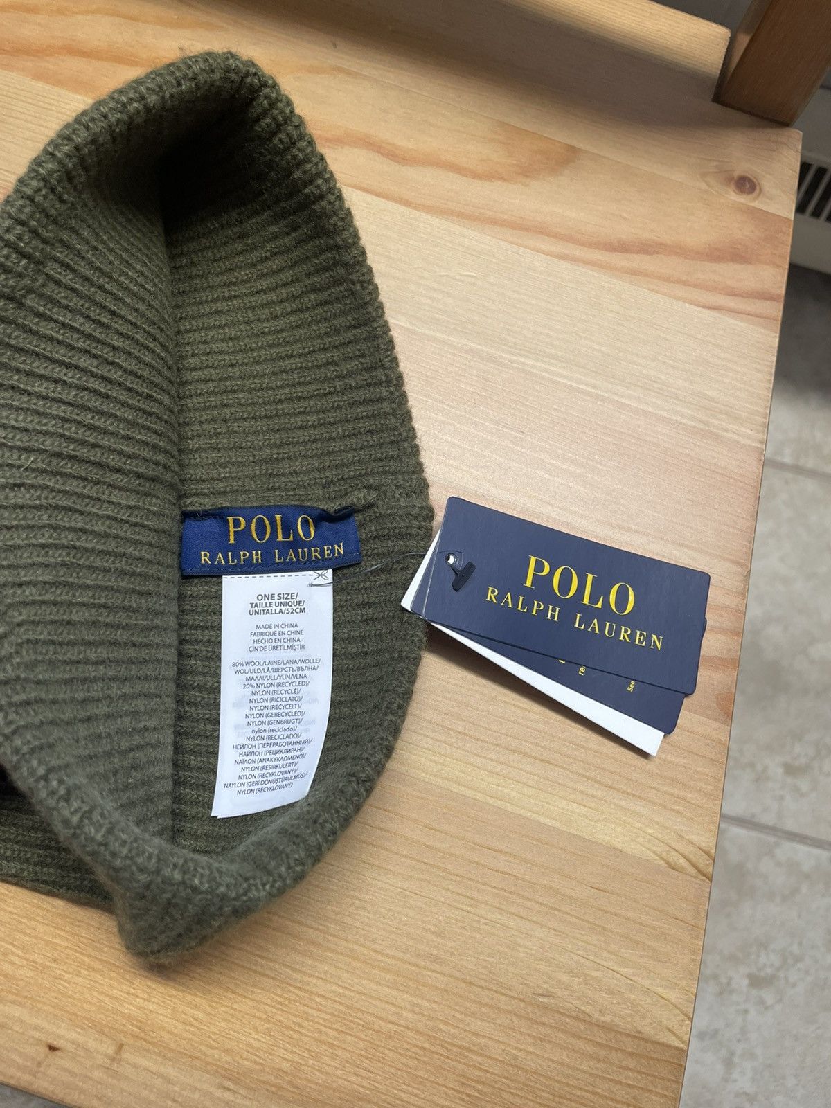 Polo Ralph Lauren Polo Ralph Lauren Beanie Olive Green Hat RL Knit Wool NWT Size ONE SIZE - 5 Thumbnail