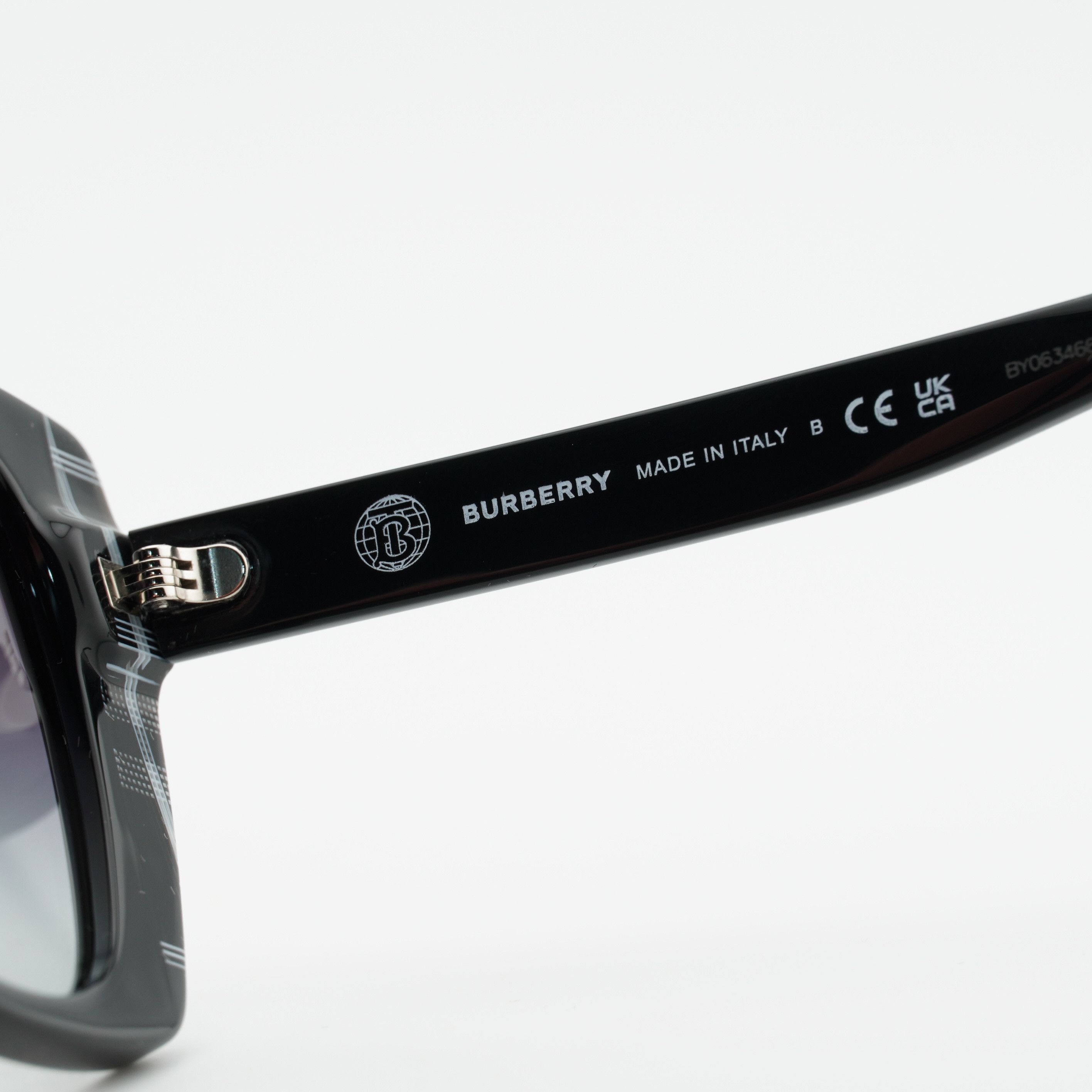 Burberry Burberry BE4393 40518G Sunglasses Black/Check White Cat Eye Size ONE SIZE - 9 Thumbnail